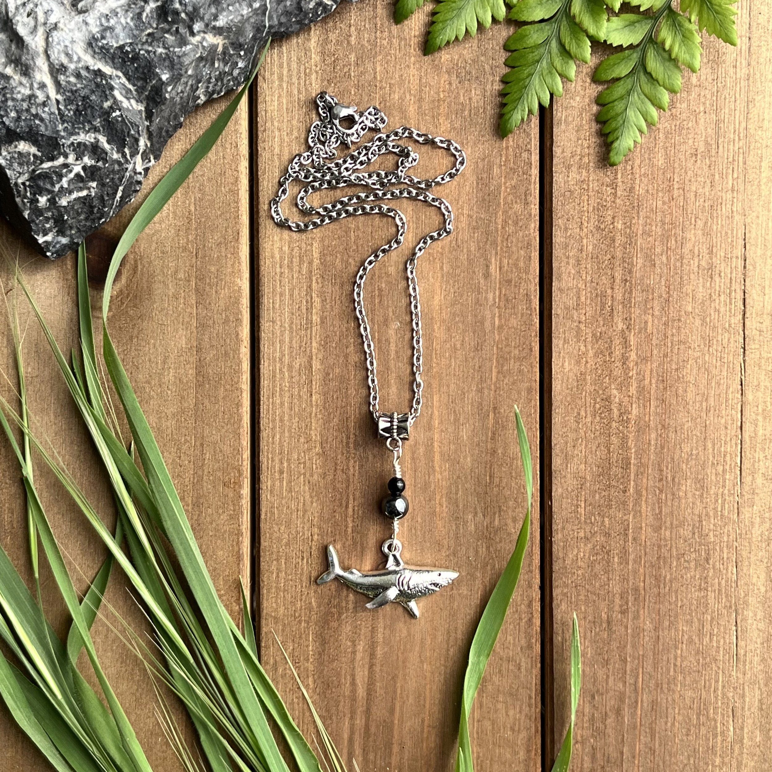 shark necklace with gemstones