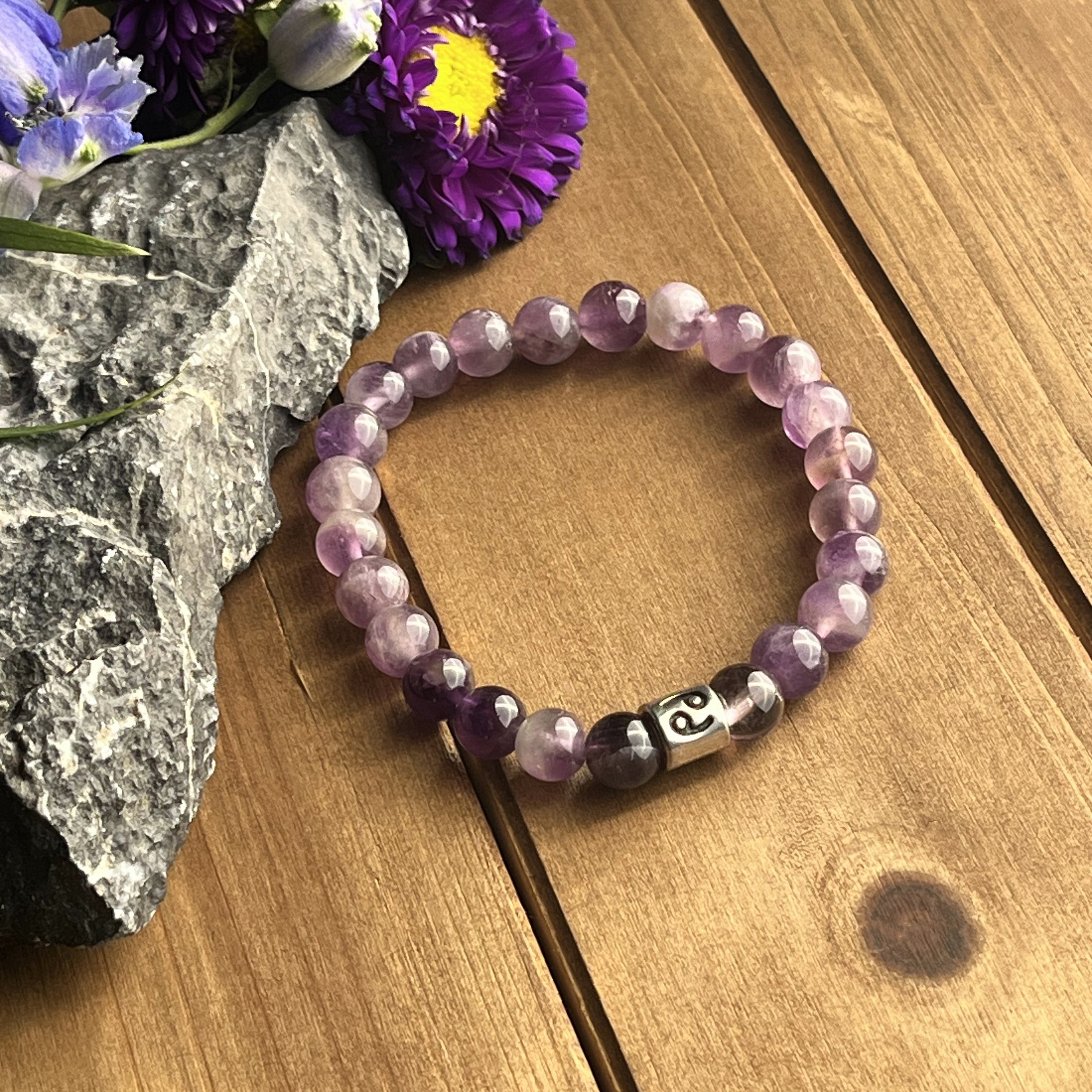 Cancer Amethyst bead bracelet