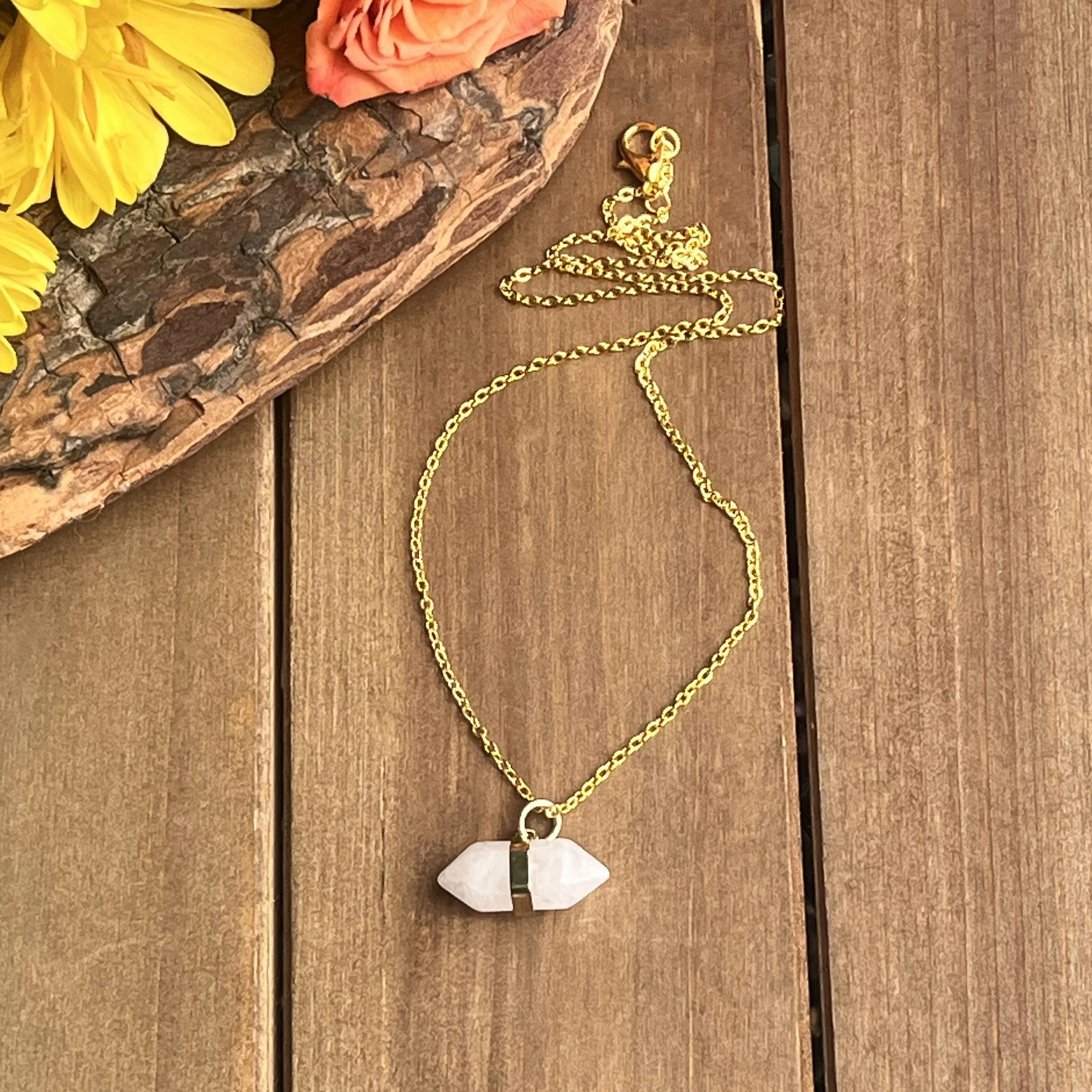 Crystal Quartz Double Pointed Necklace for Spiritual Balance