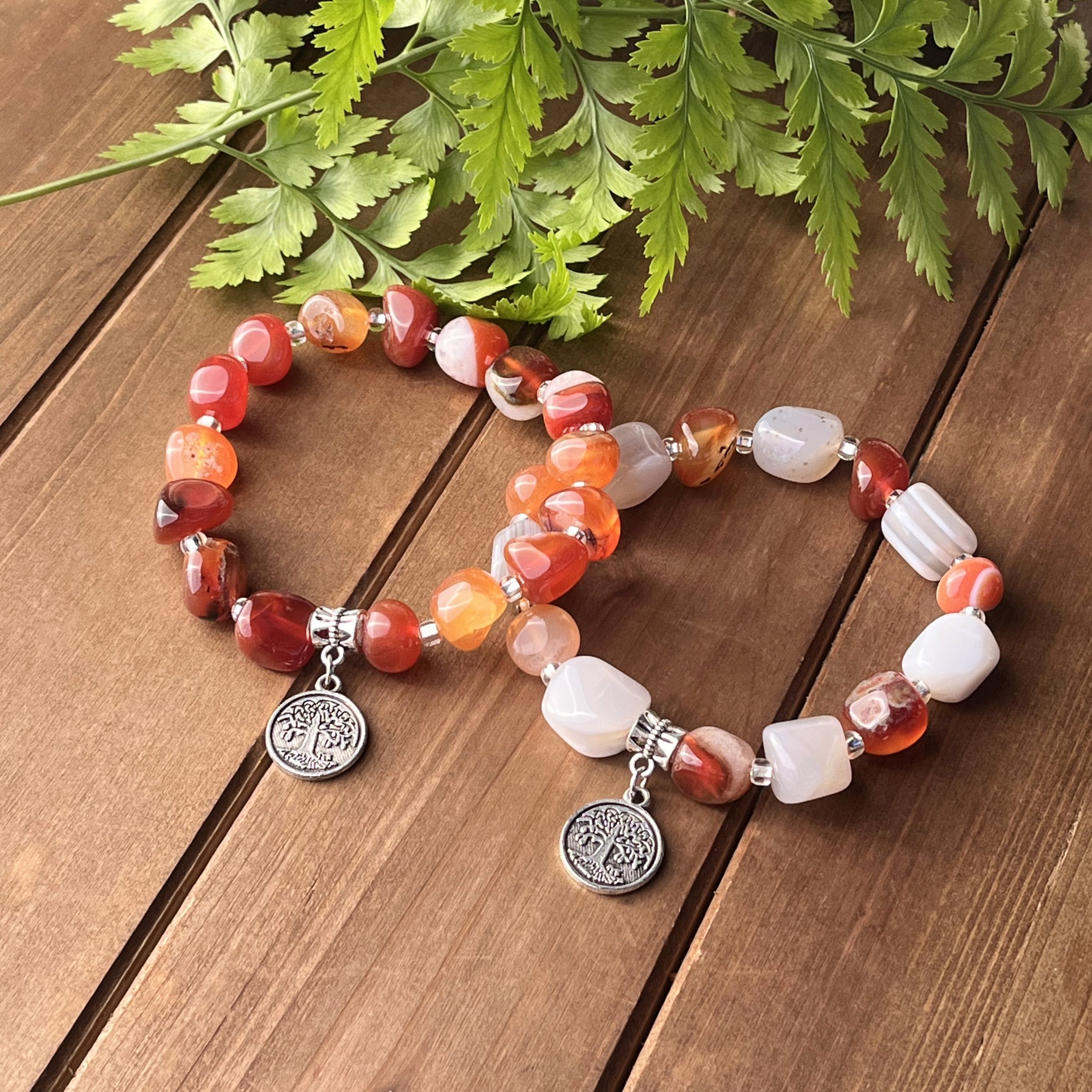 carnelian with agate bead bracelets