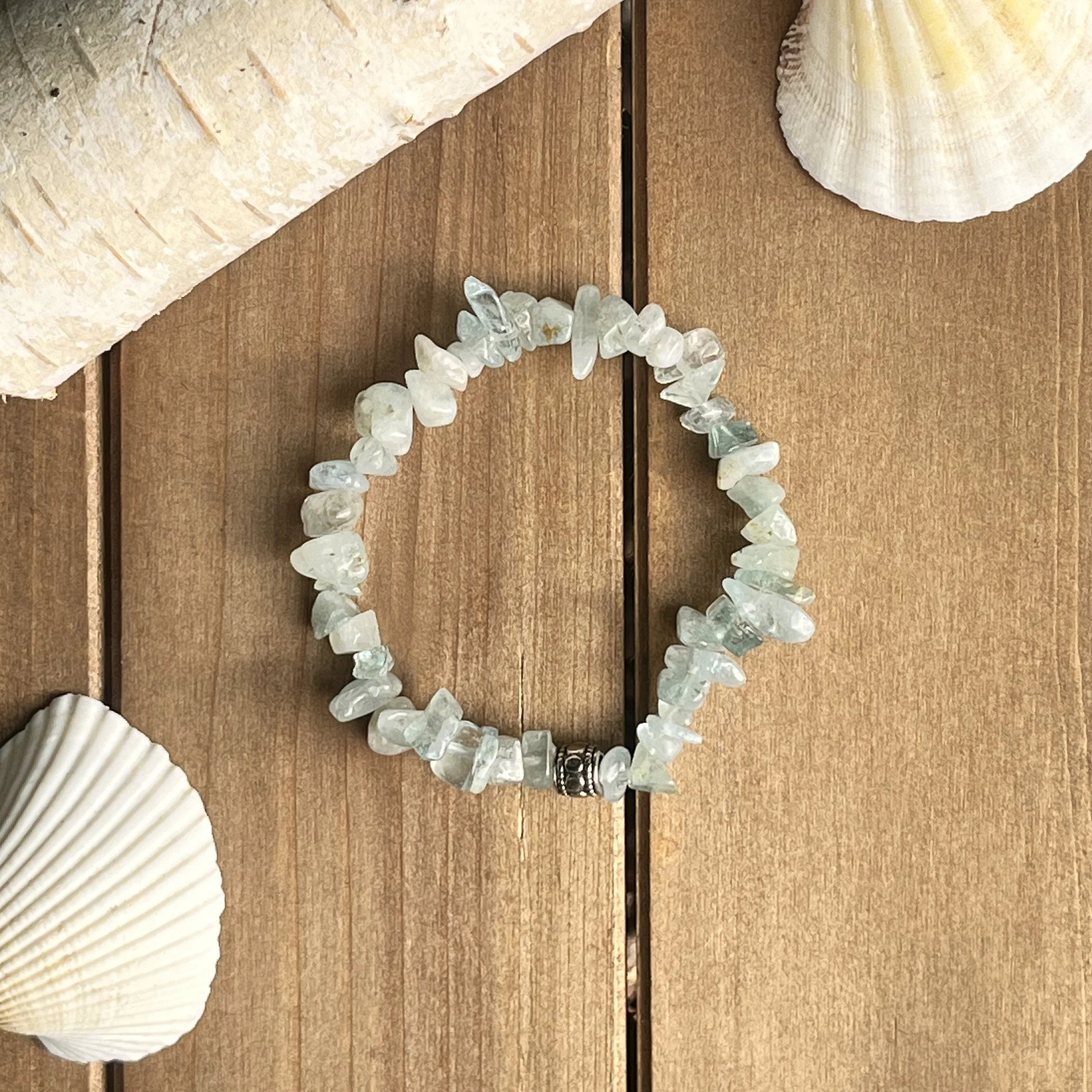 Aquamarine chip bracelet