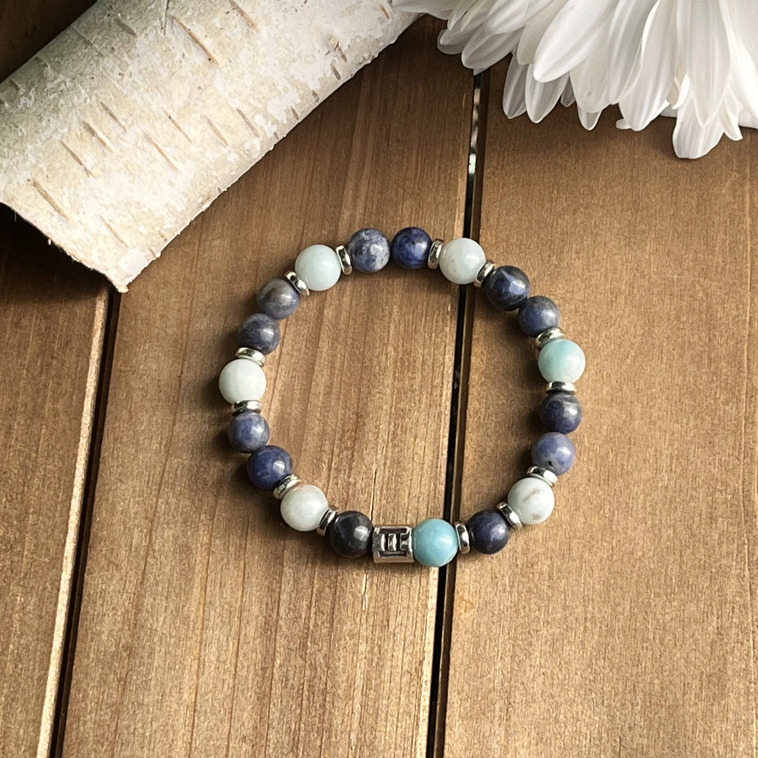 Gemini Sodalite with Amazonite Bracelet for Knowledge