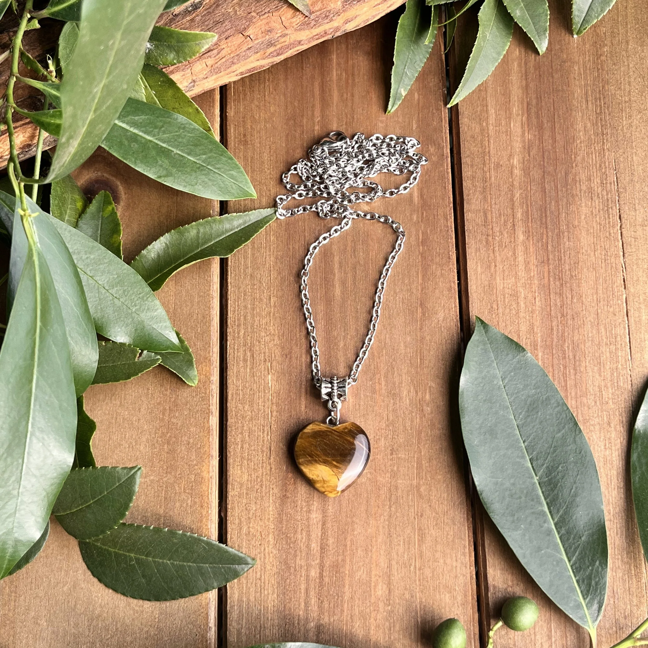 Tiger Eye heart necklace