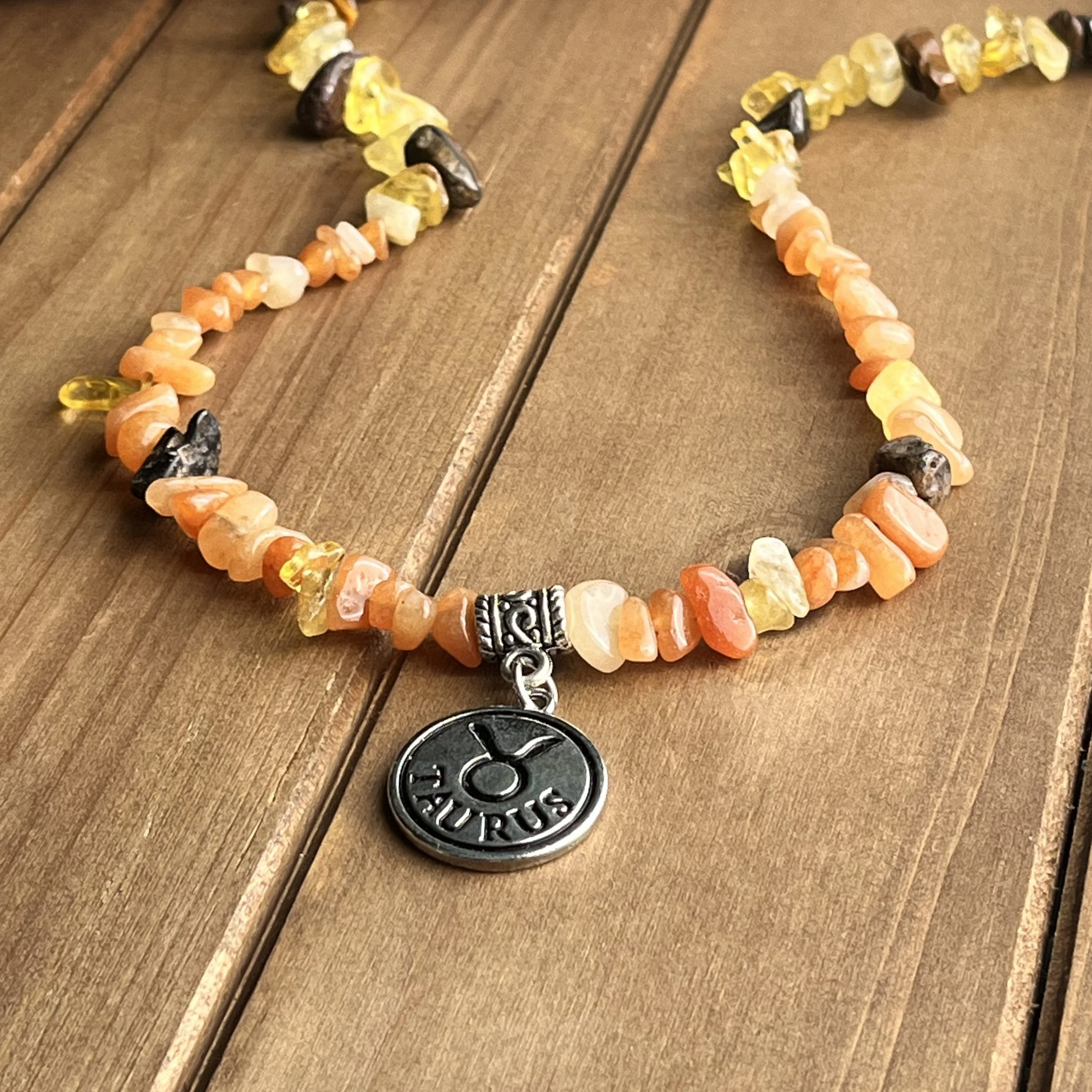 Taurus mixed gemstone necklace