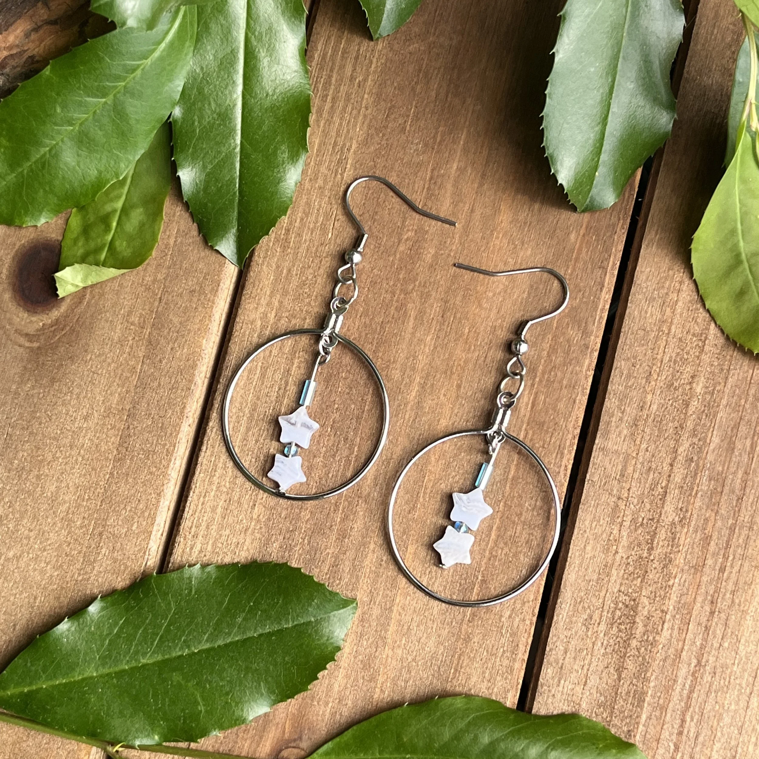 blue gemstone star earrings