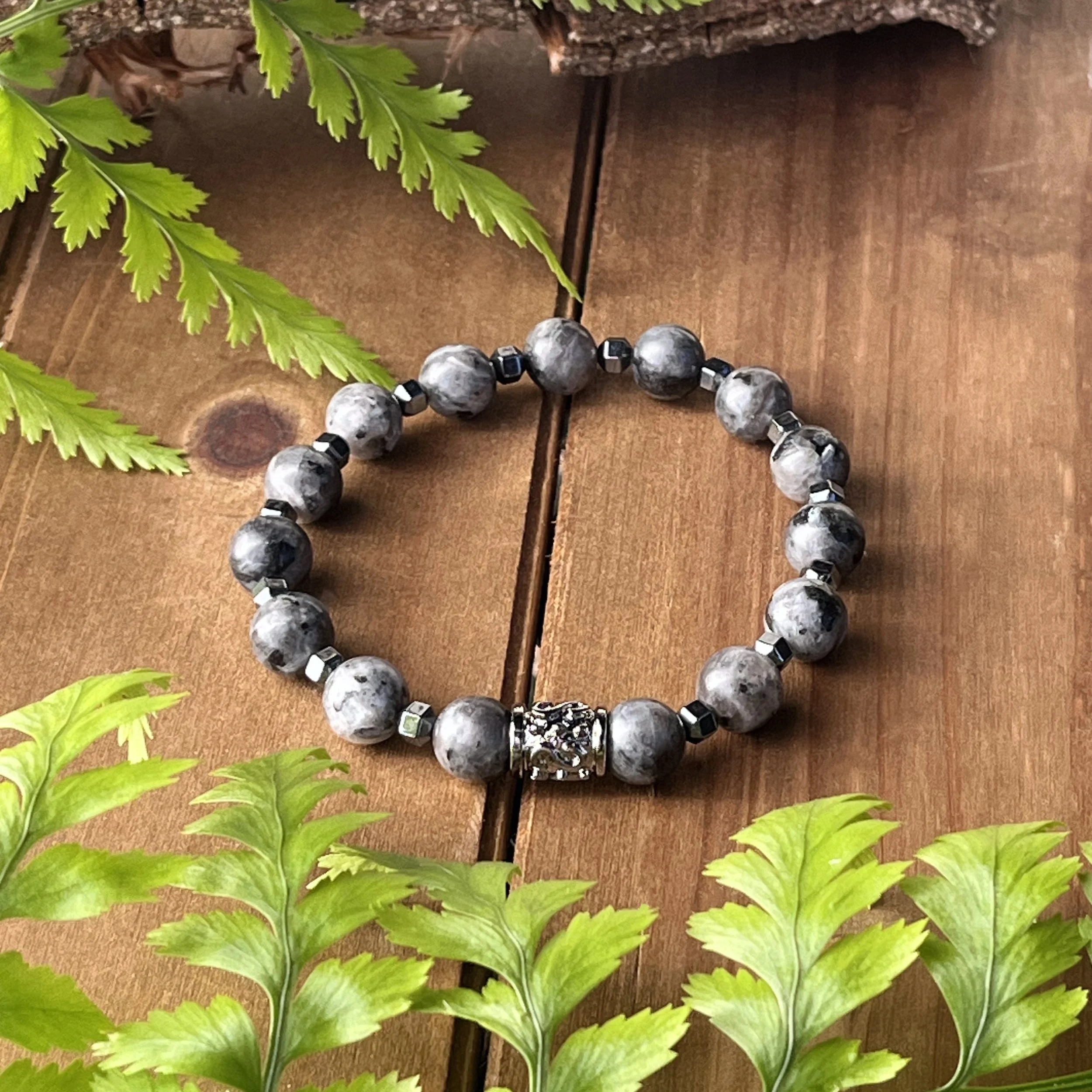 black and gray gemstone bracelet for protection