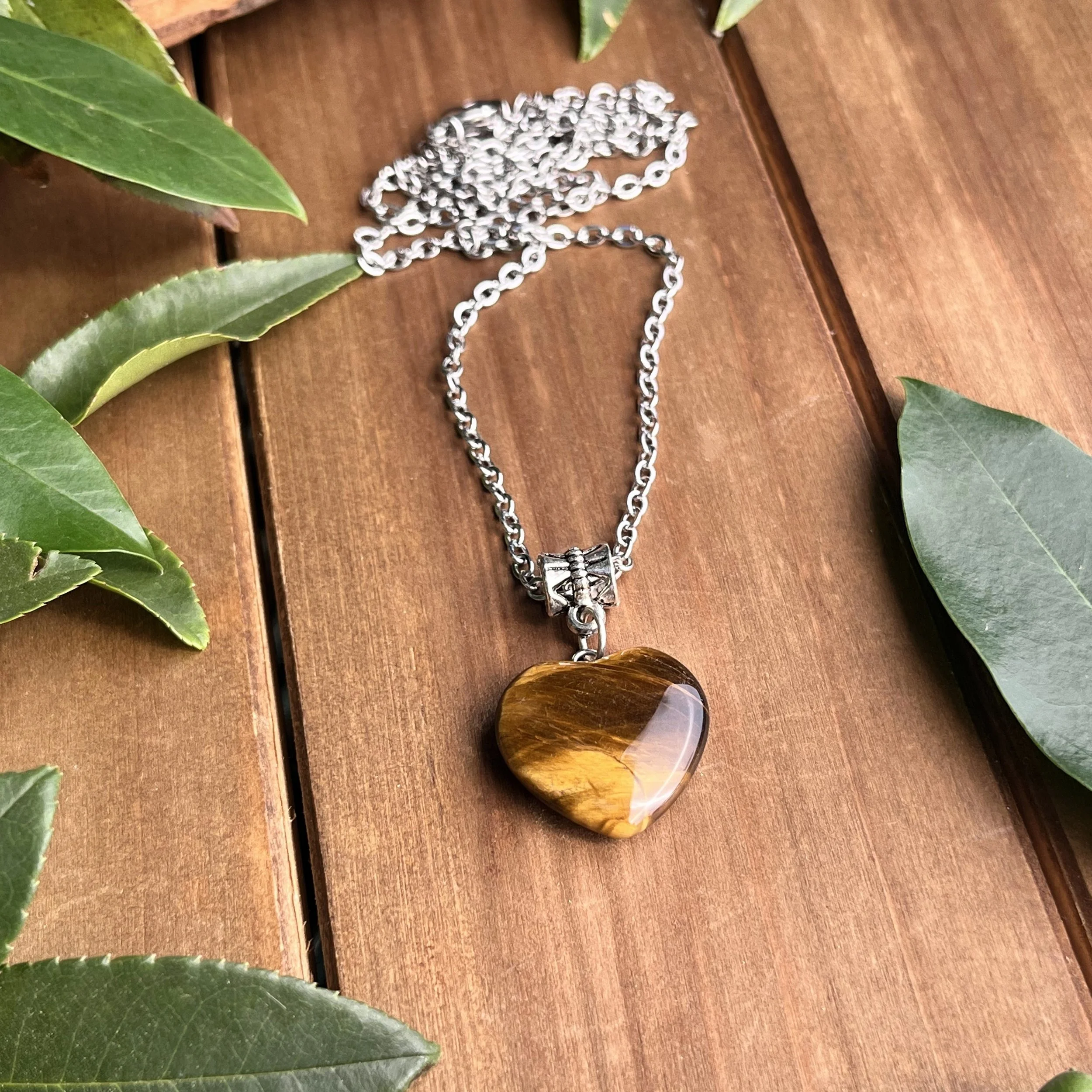 brown gemstone heart necklace