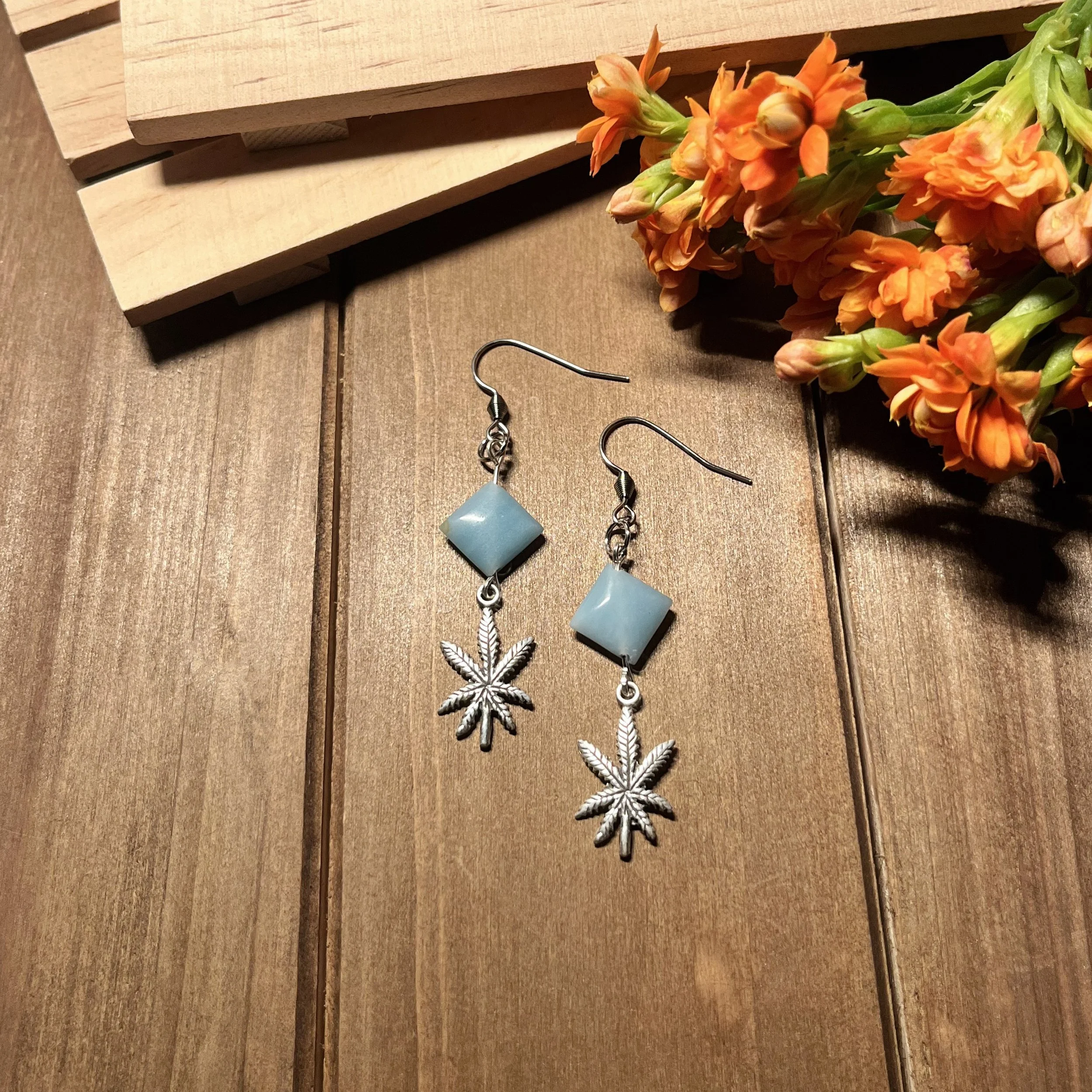 gemstone plant earrings