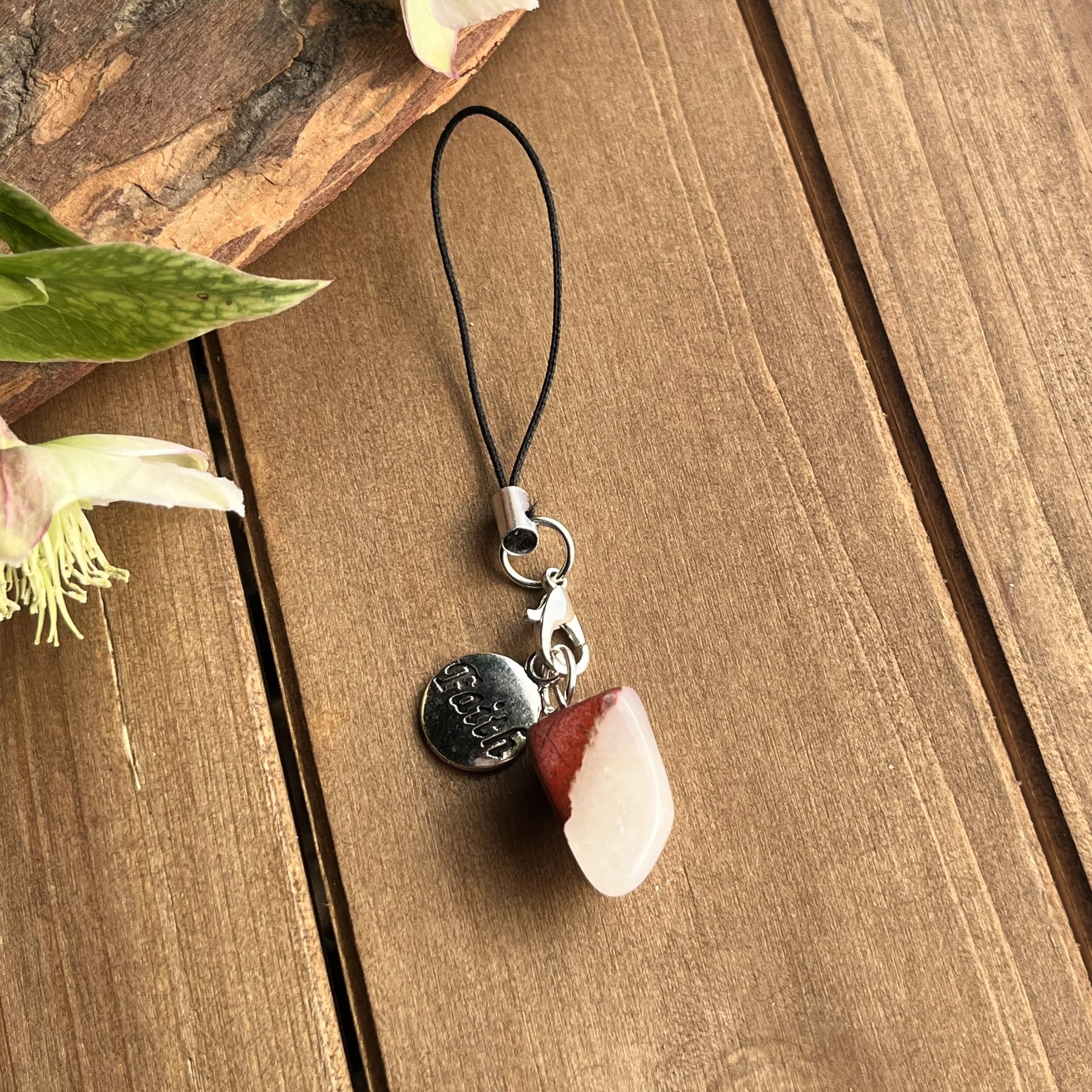 Quartz with Jasper charm