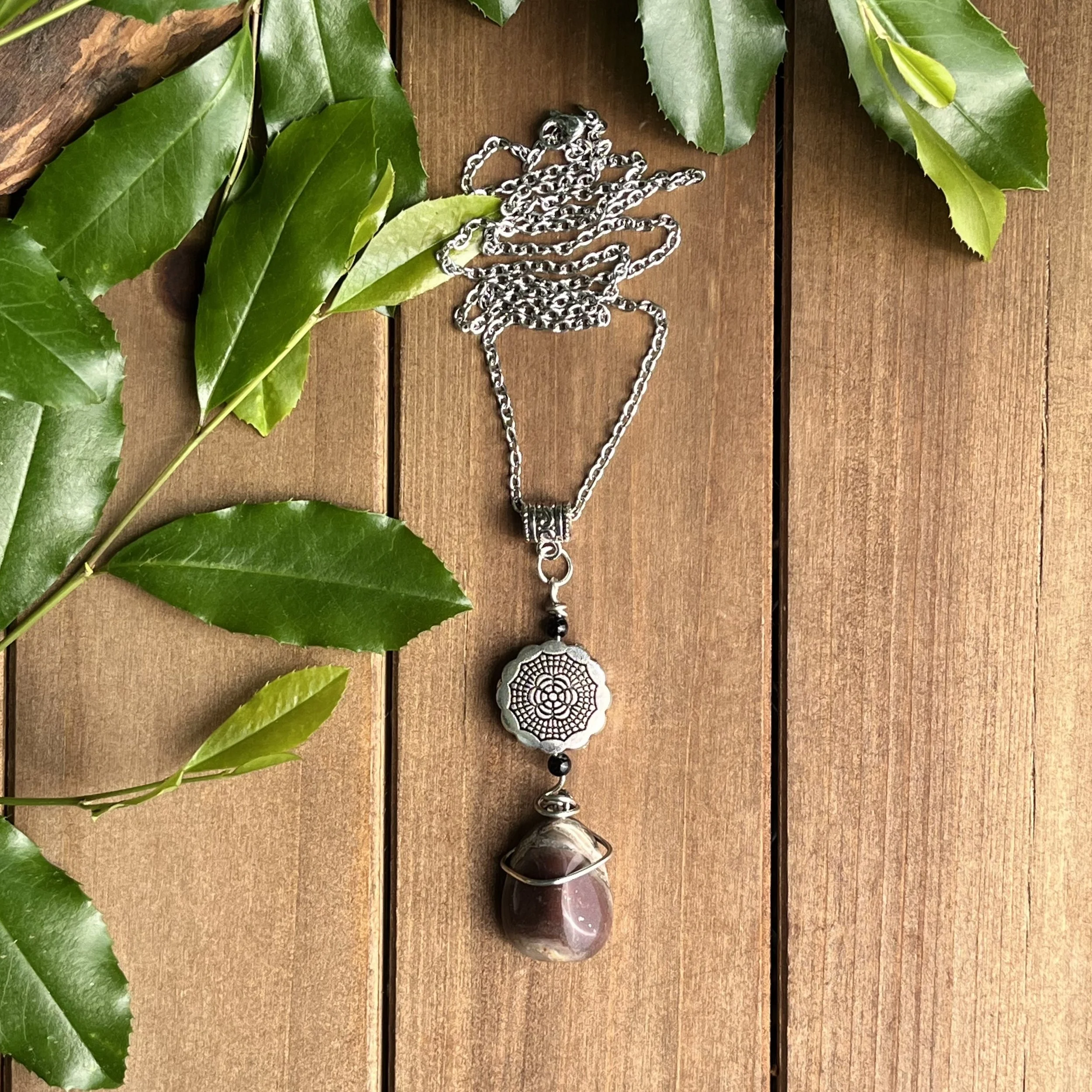 Brecciated Jasper wire wrapped necklace