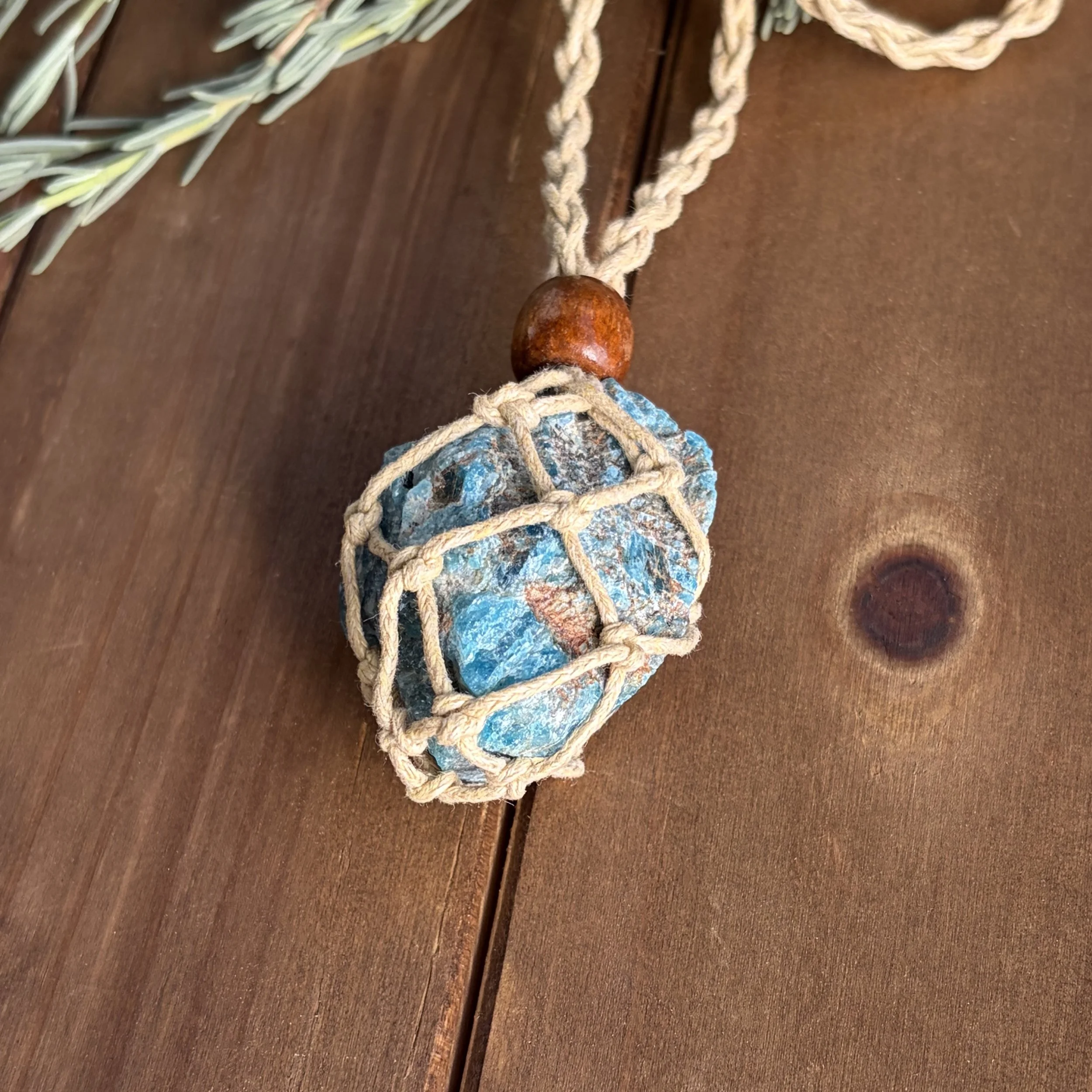 blue apatite rough necklace