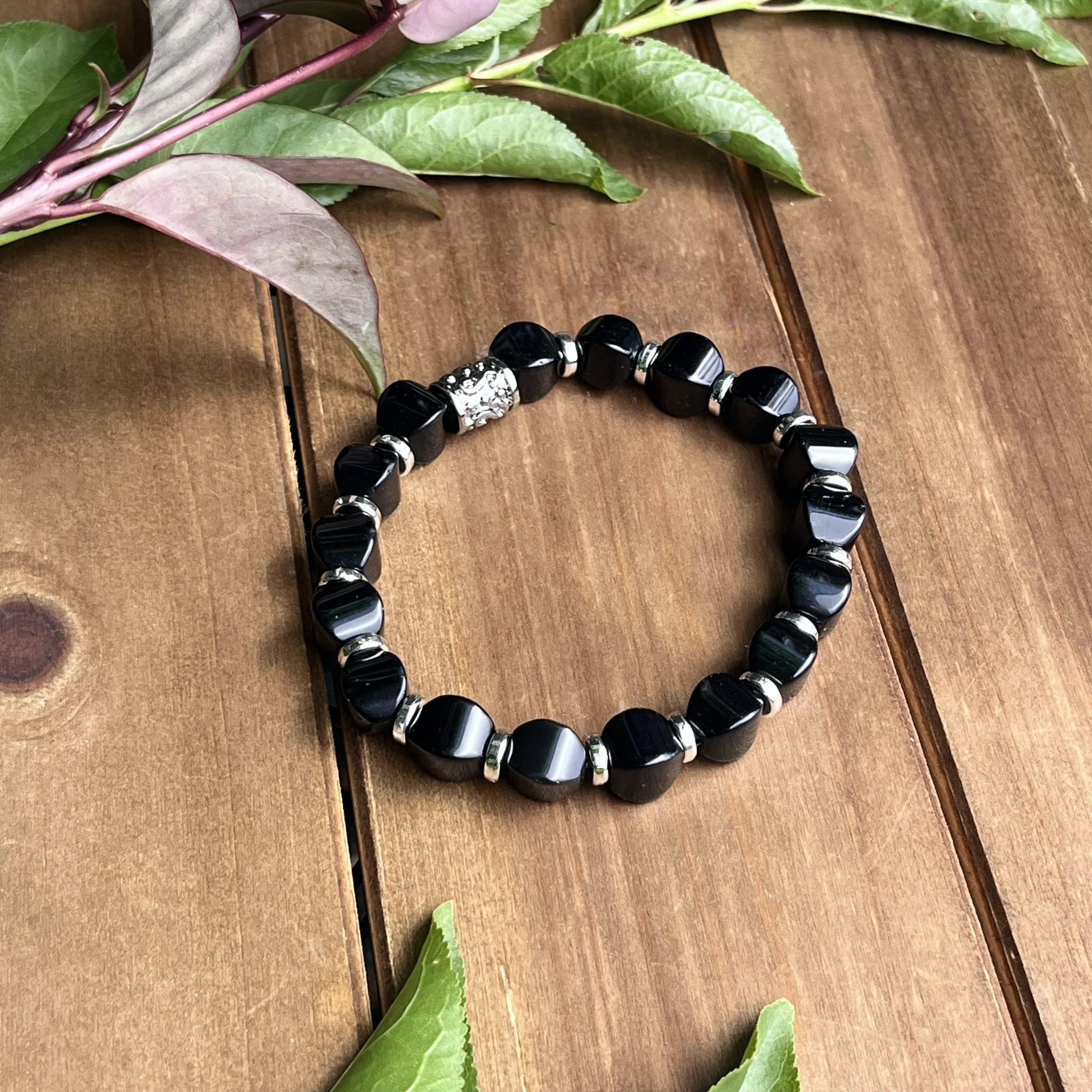 Obsidian nugget bracelet