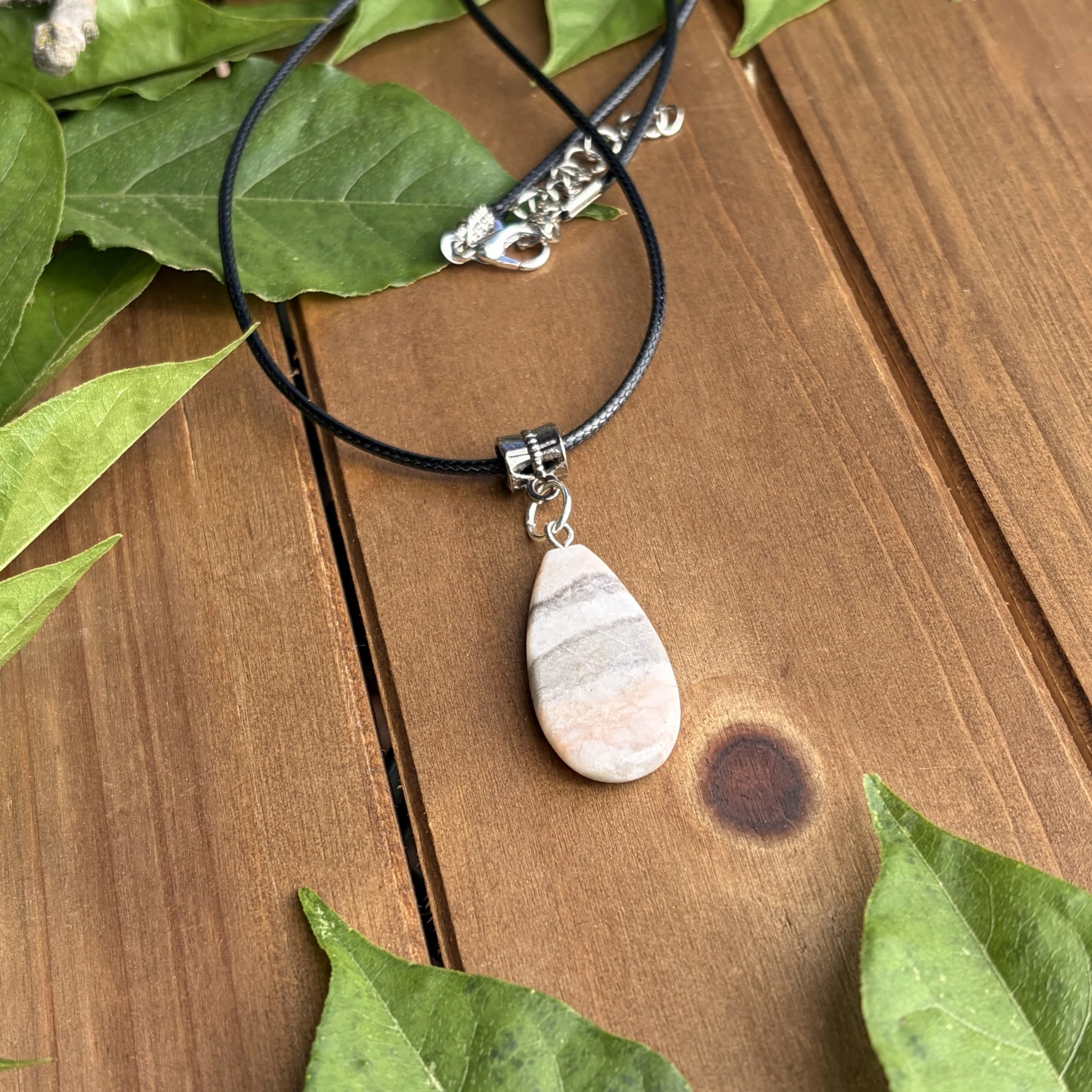 pink Zebra Jasper healing necklace