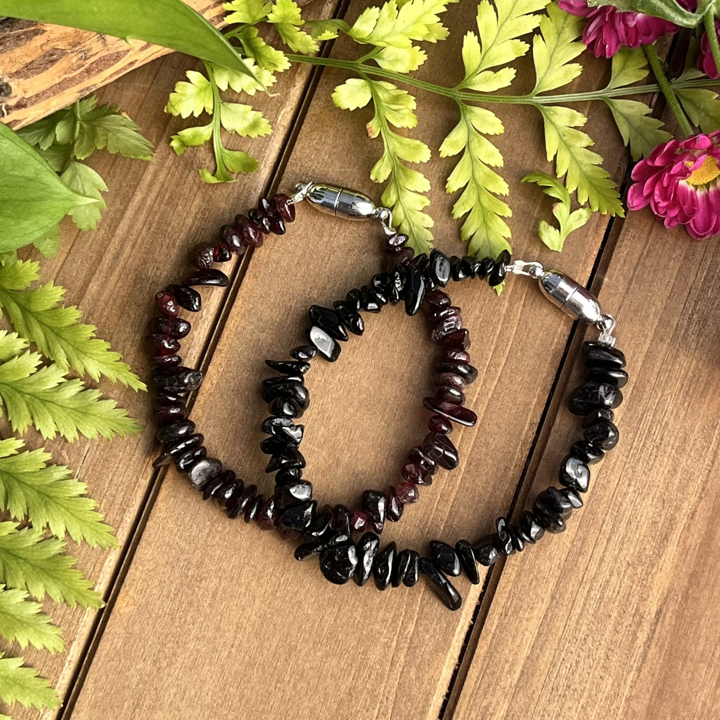 Tourmaline and Garnet chip bracelets