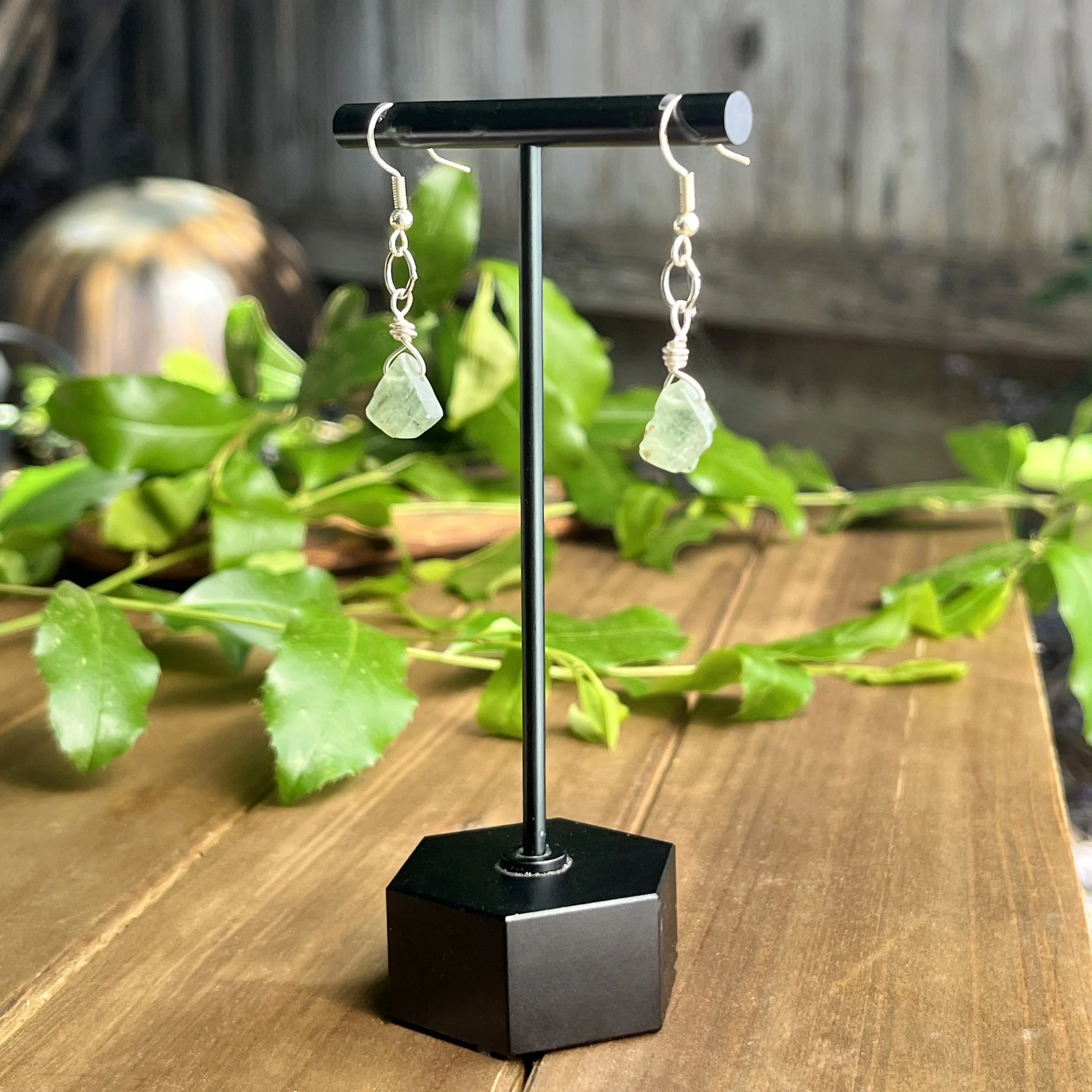 green crystal earrings