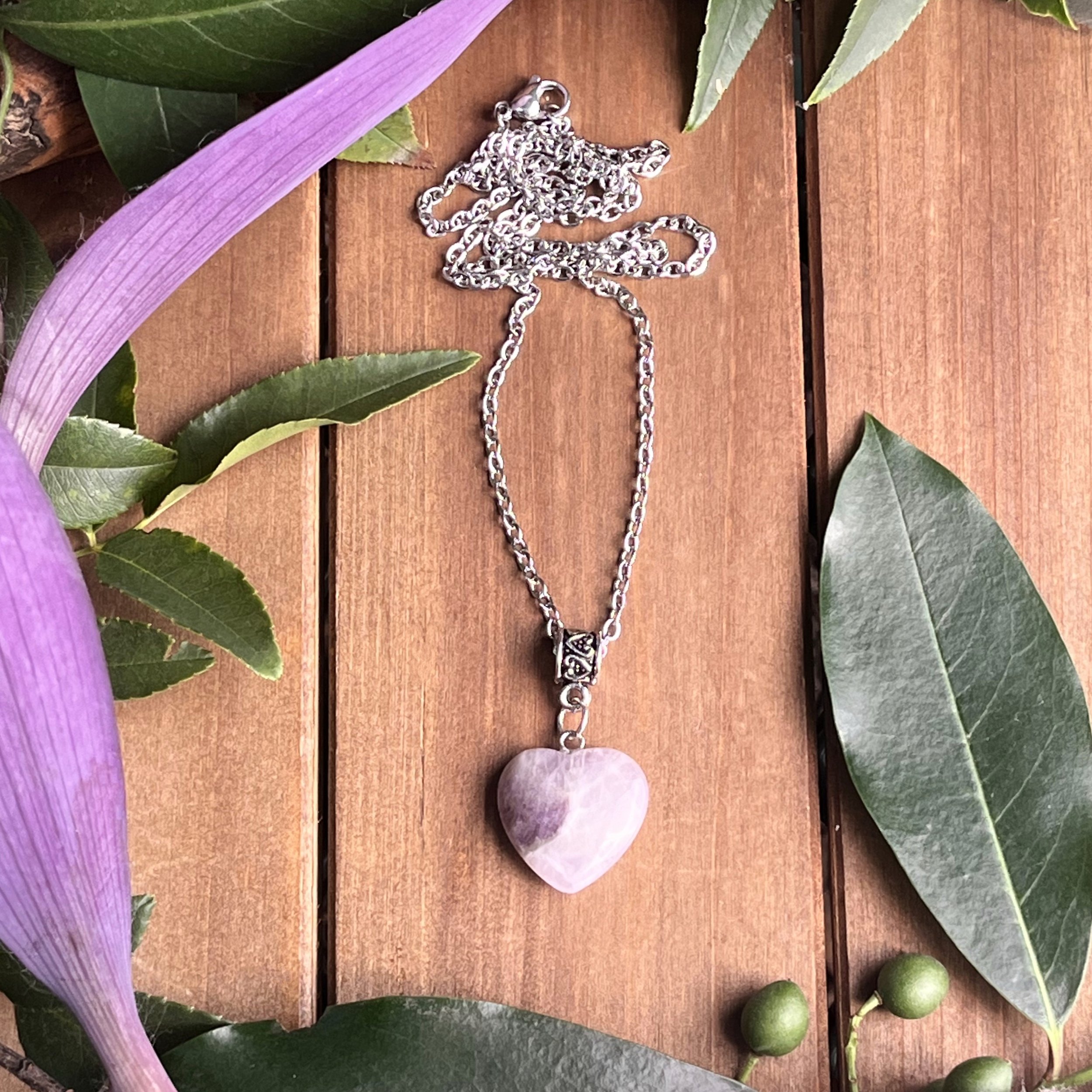 Amethyst Heart Necklace for Peace and Protection