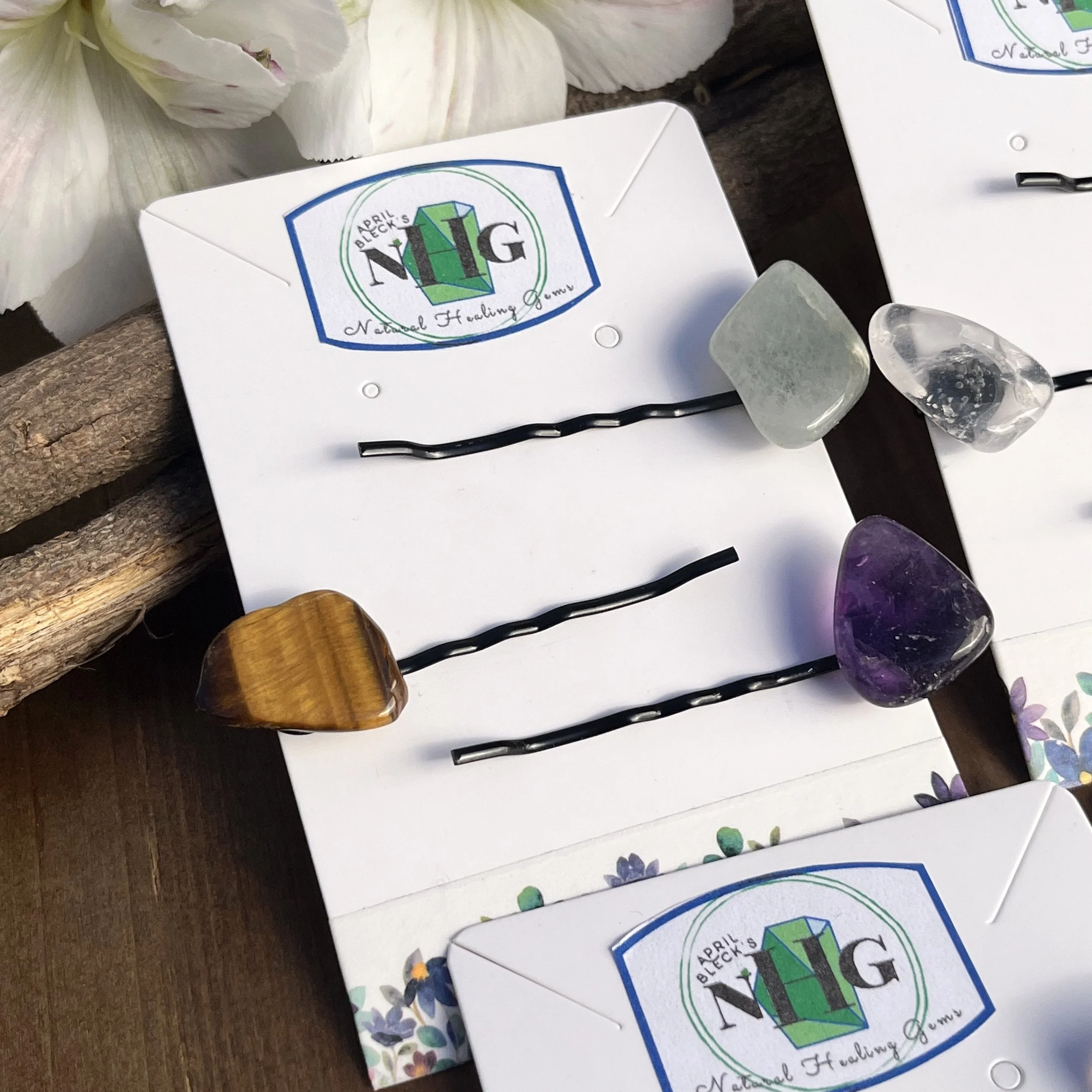 Natural Healing Gems hair pins
