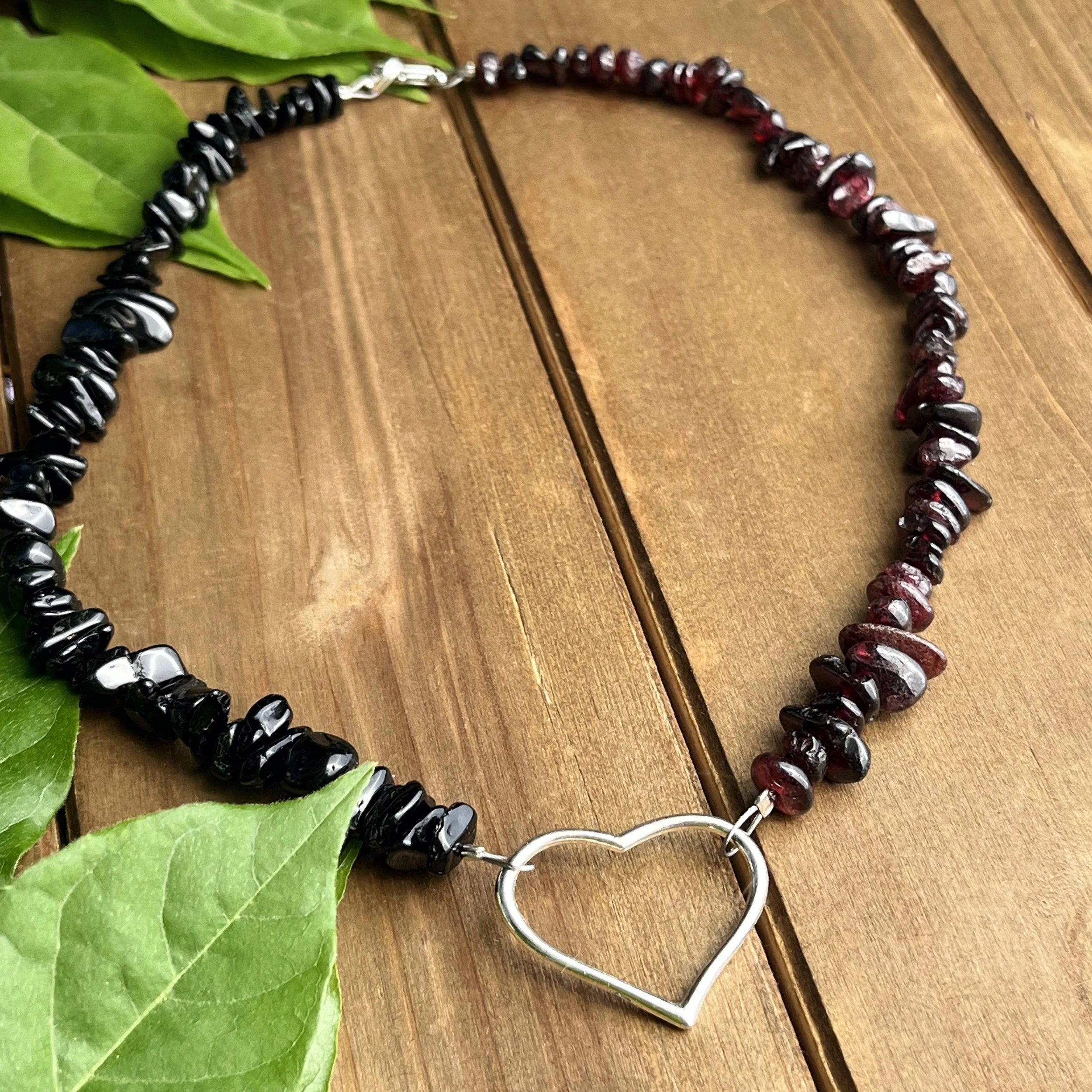 gemstone choker necklace with heart