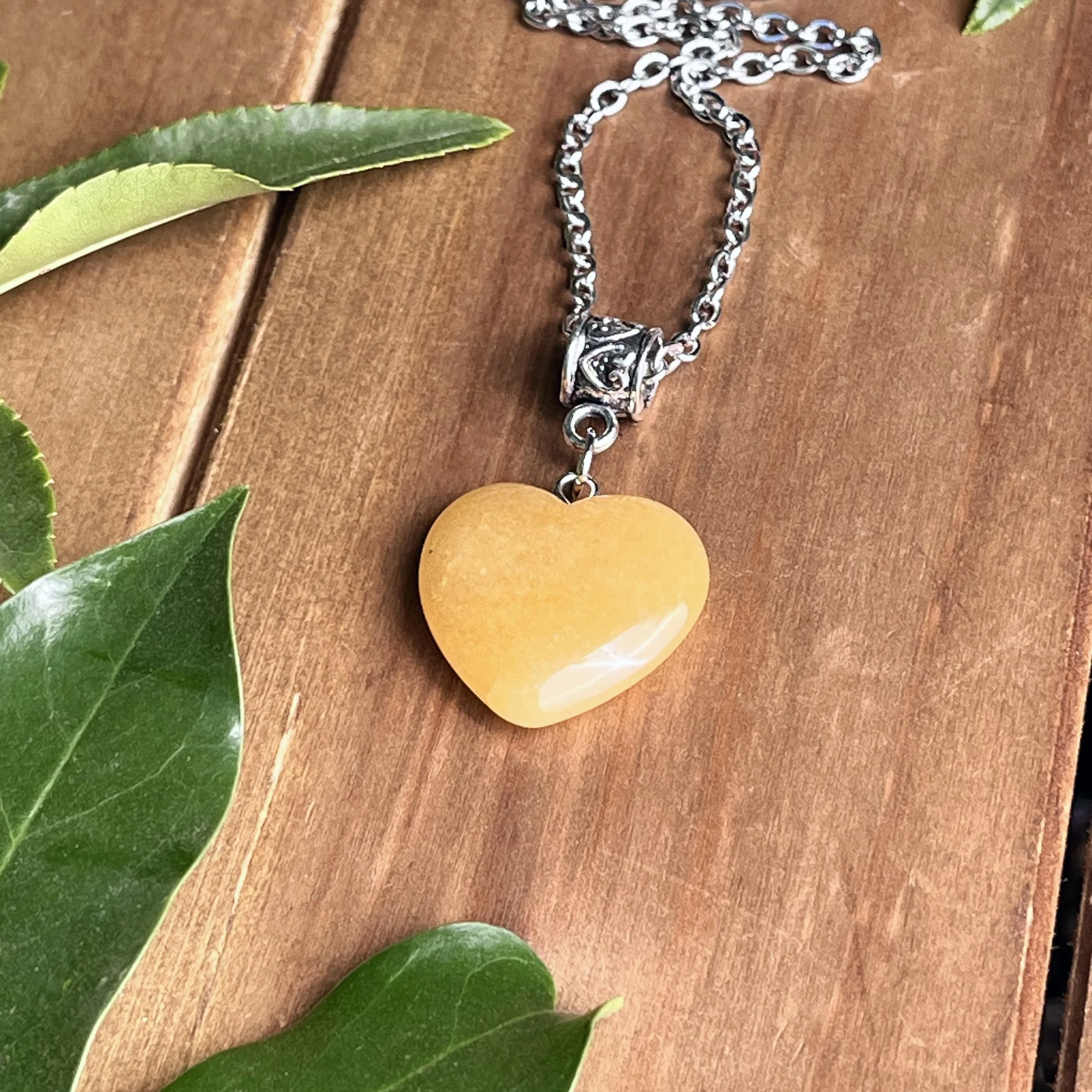 yellow gemstone heart necklace