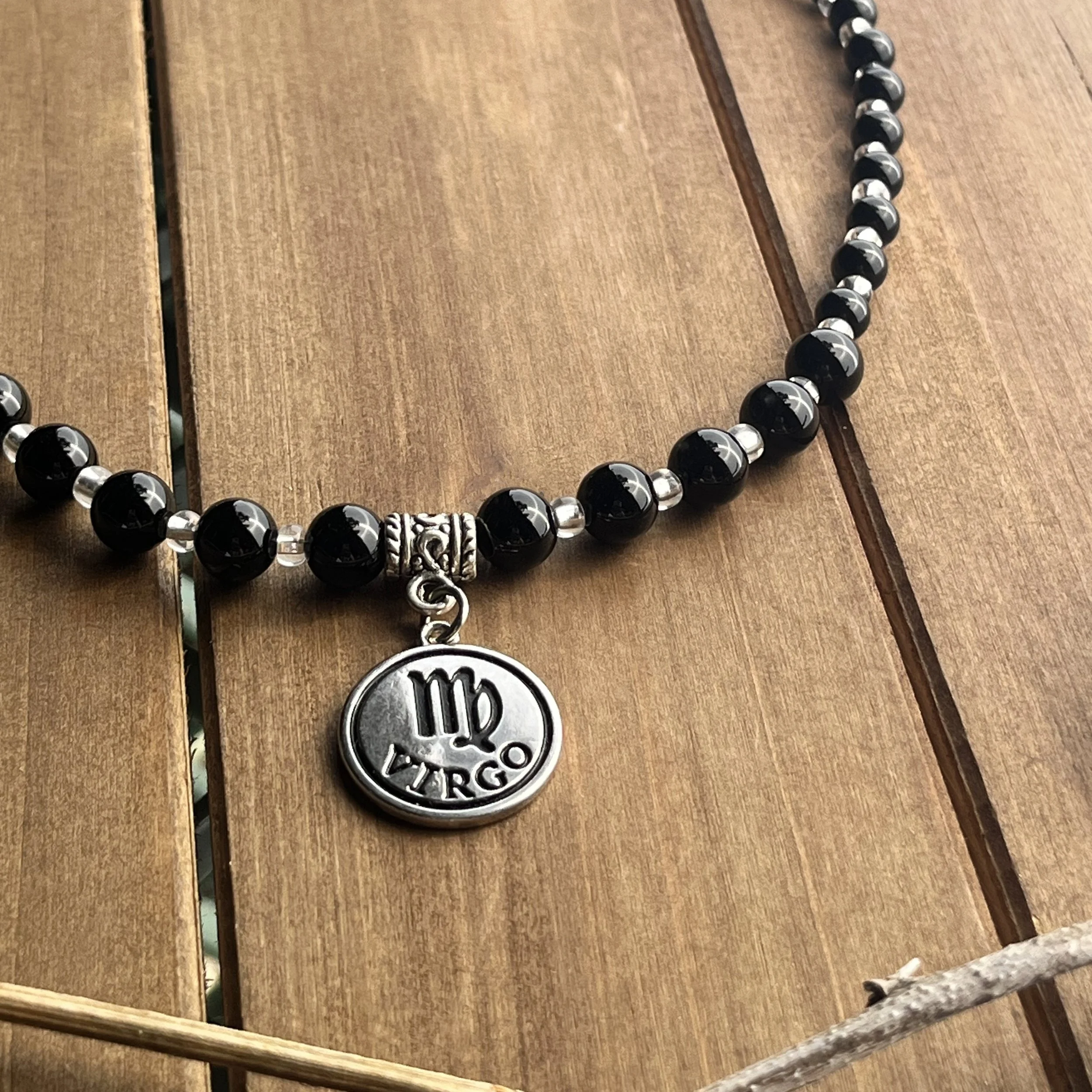 Virgo zodiac gemstone choker necklace