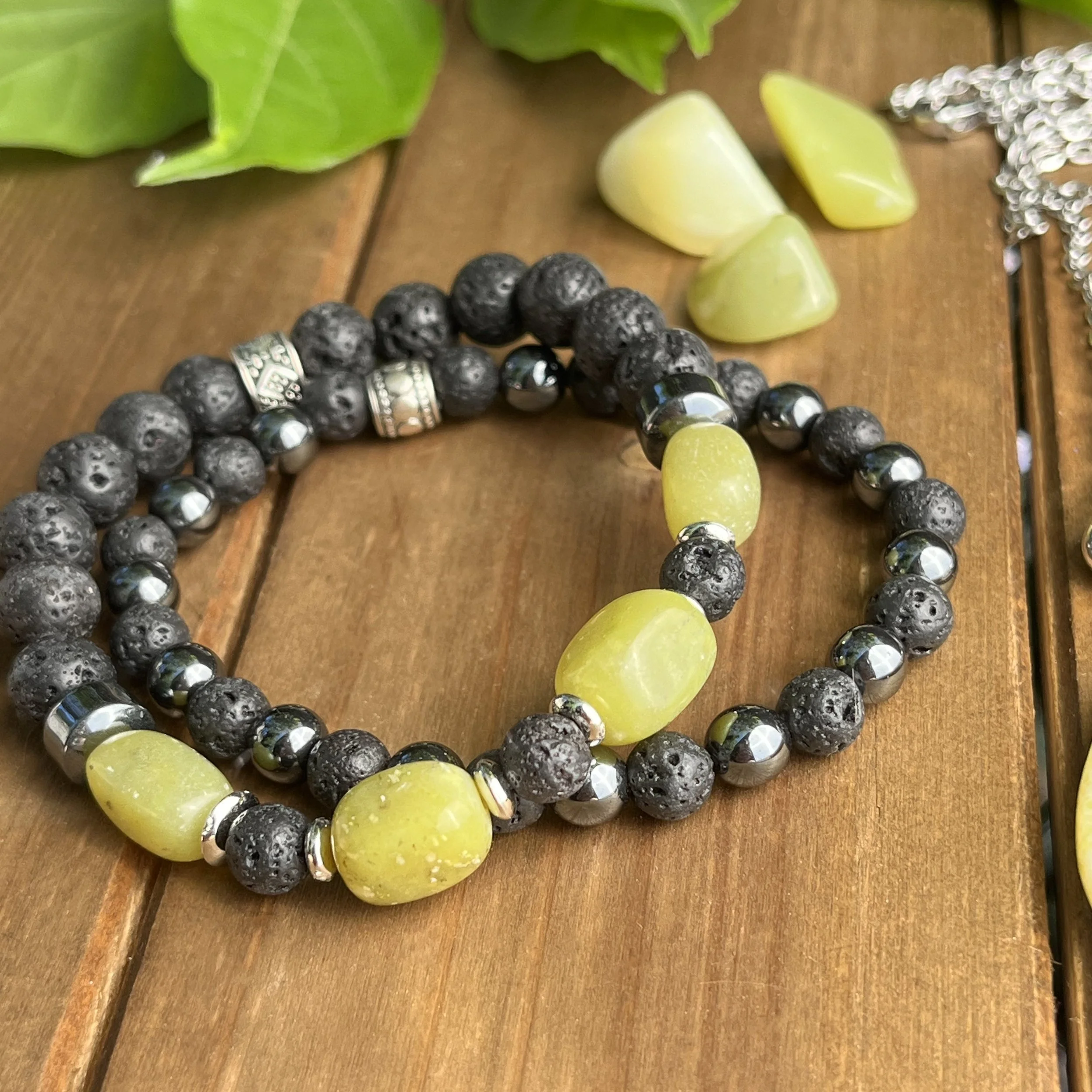 serpentine bracelets with Lava Stone
