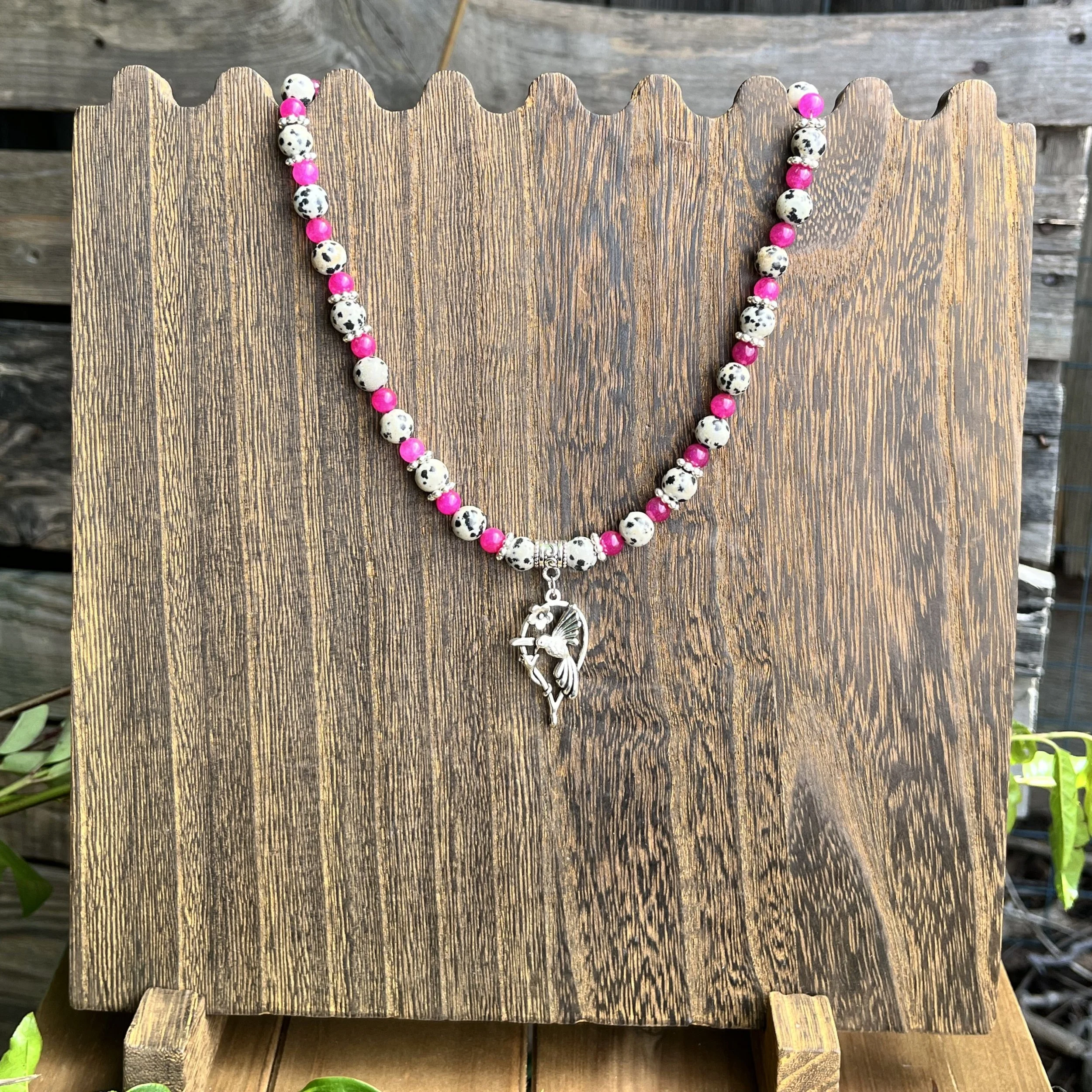 hummingbird gemstone bead necklace