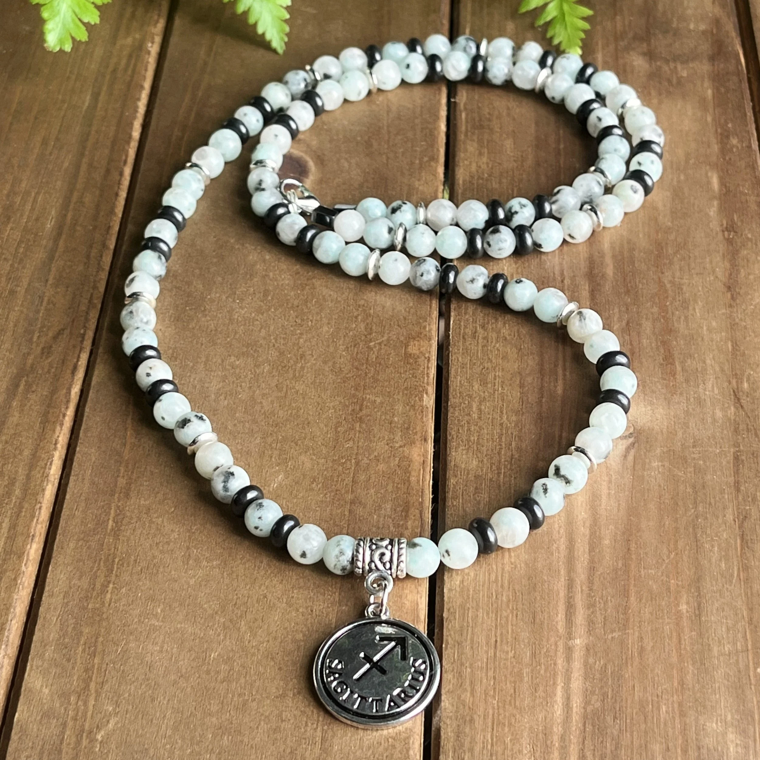 Sagittarius necklace with kiwi jasper