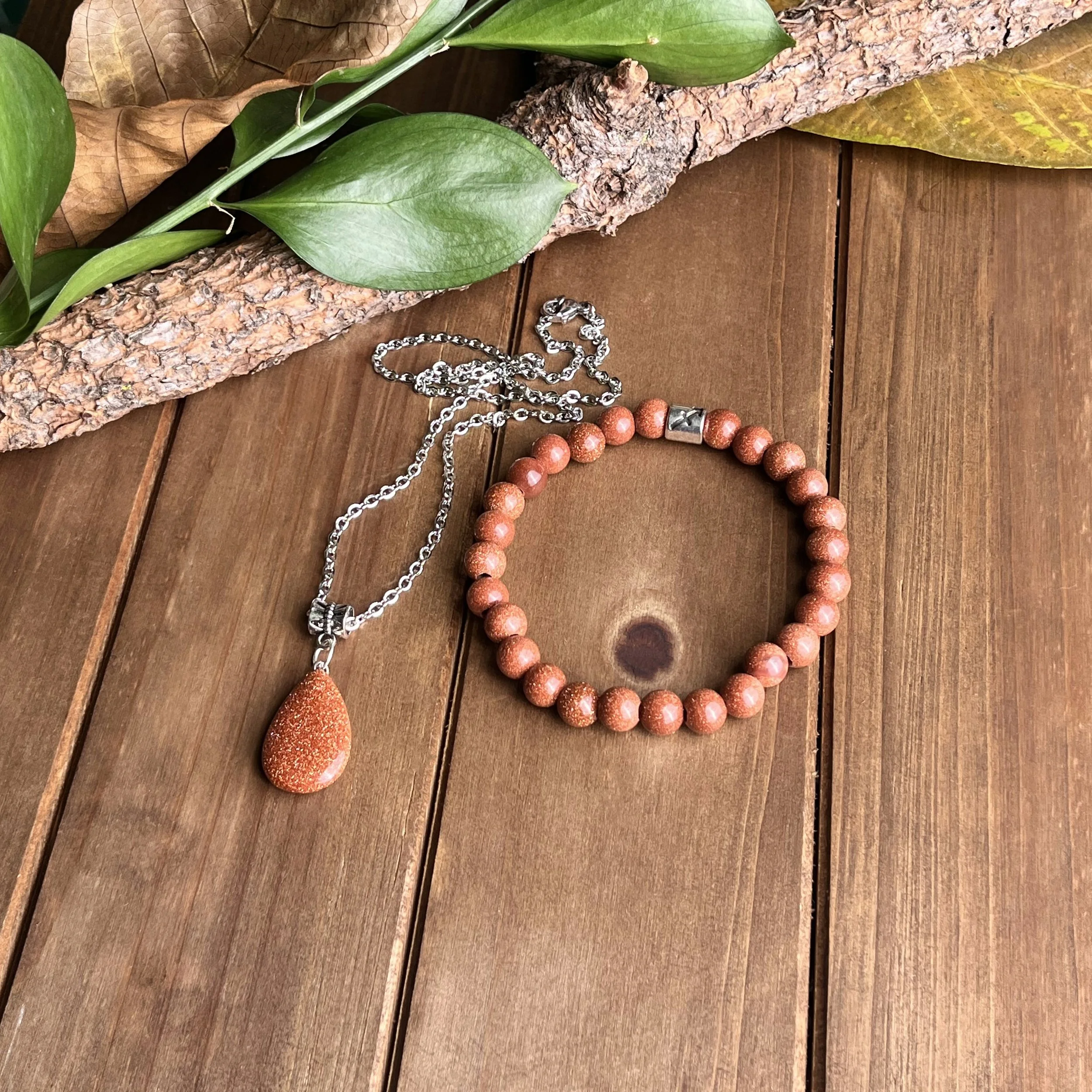 Sagittarius Goldstone jewelry set