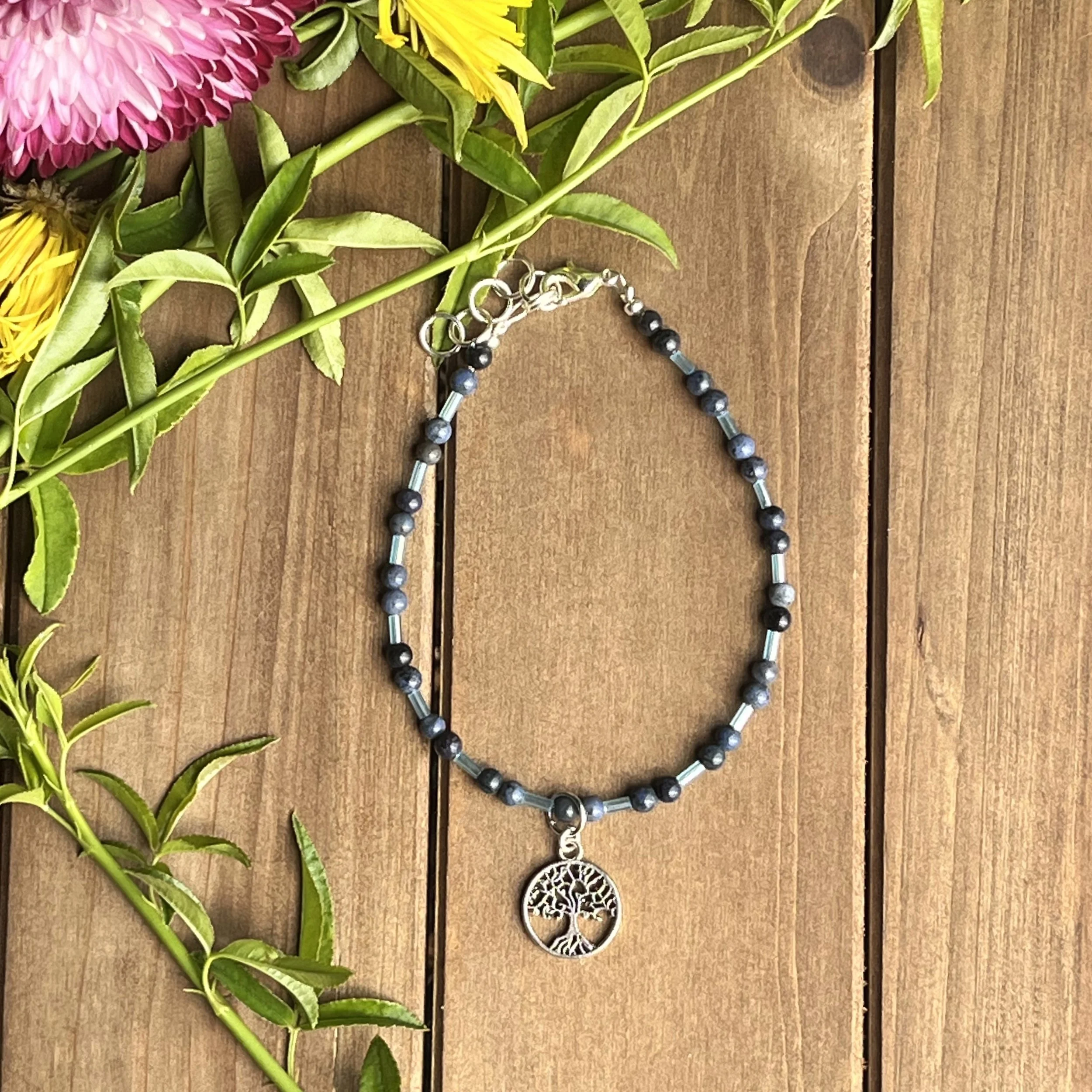 Dumortierite tree anklet