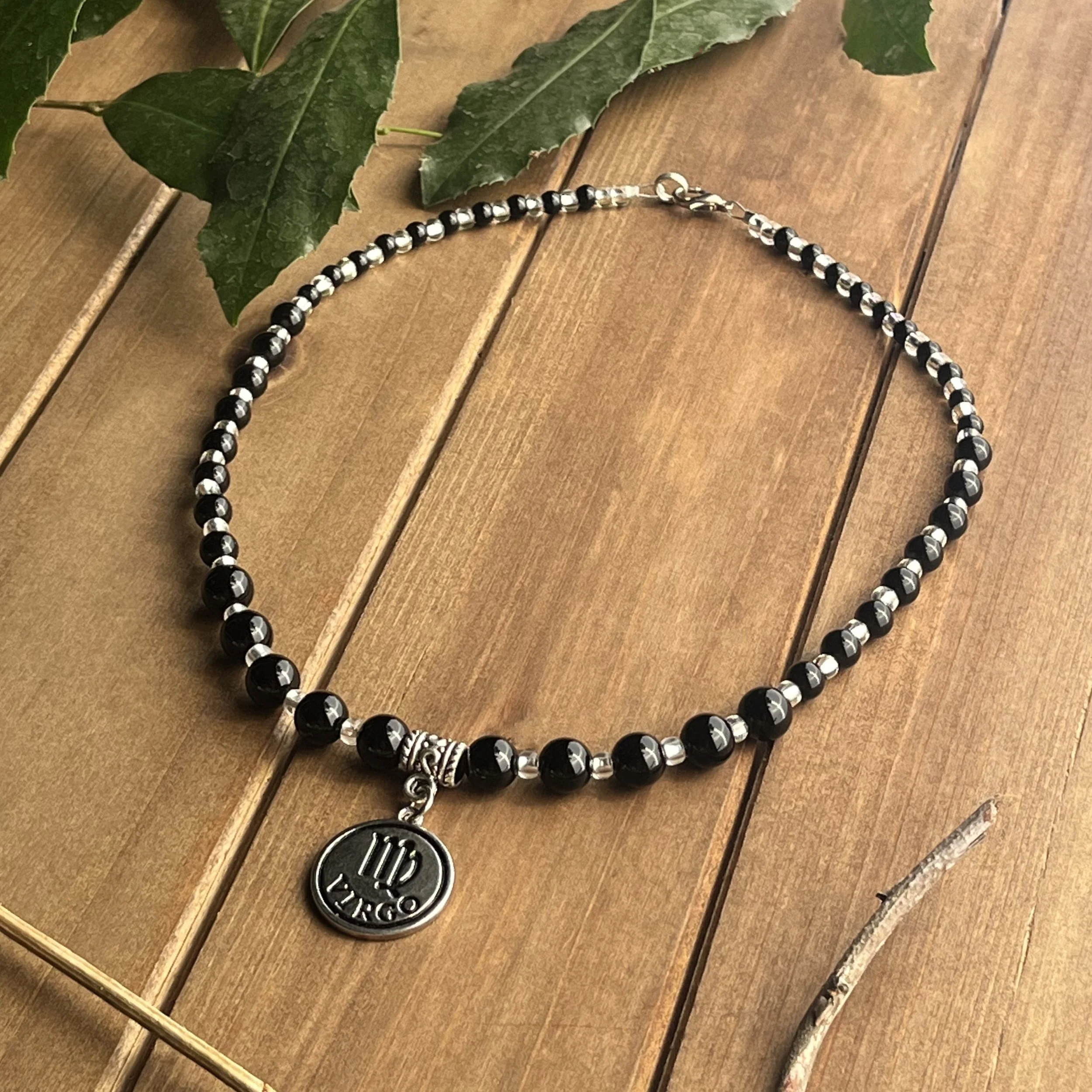 Black Agate choker necklace for Virgo