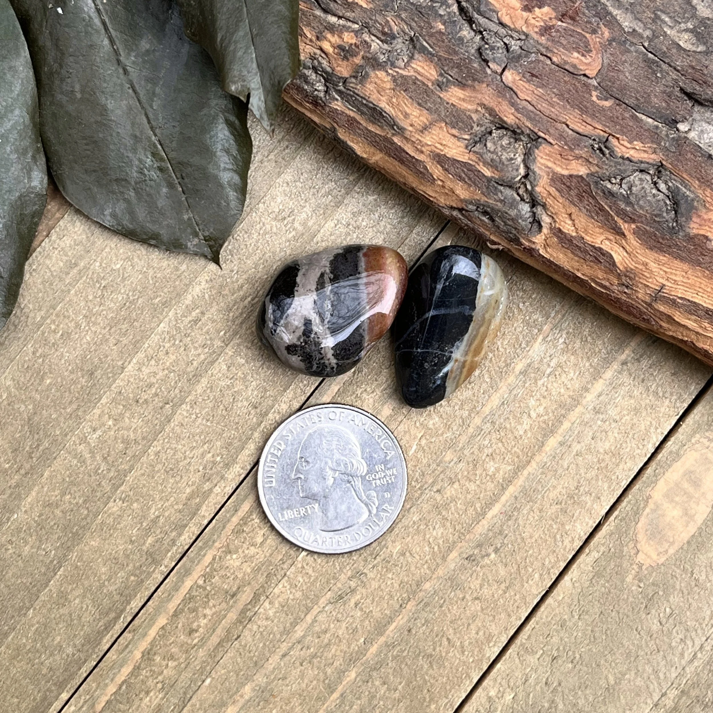 black jasper tumbled gemstones