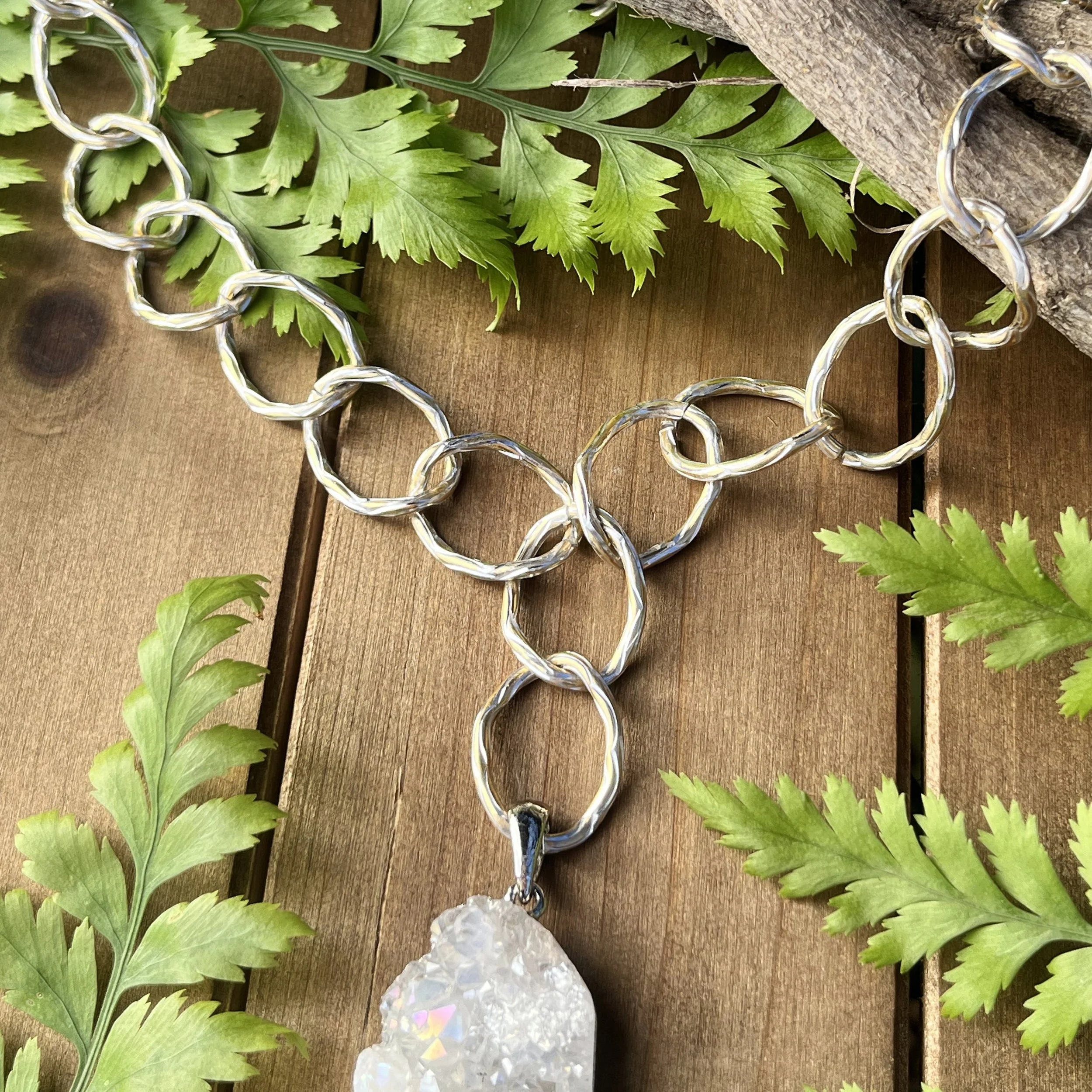 handmade Druzy Quartz necklace for peace