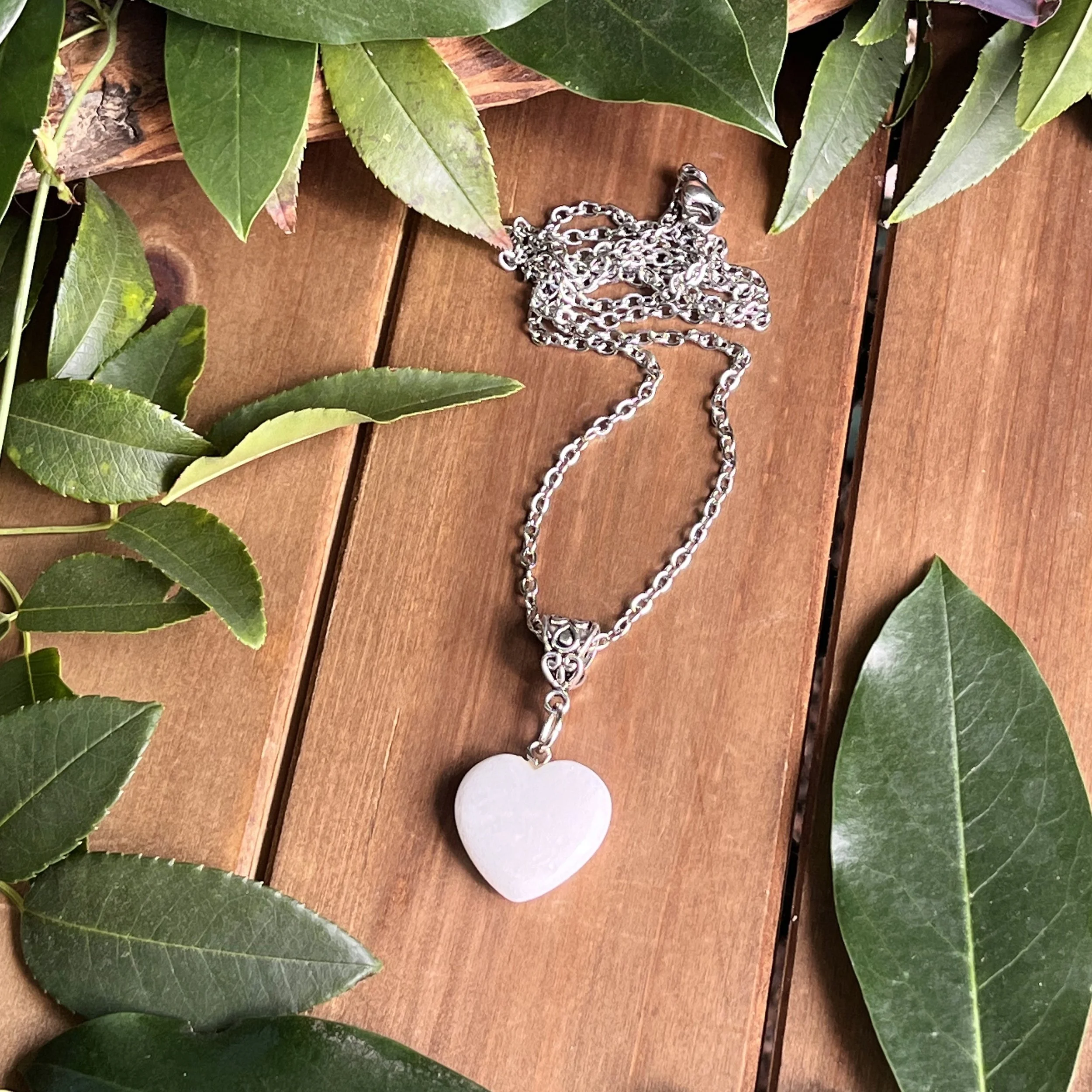white crystal heart necklace