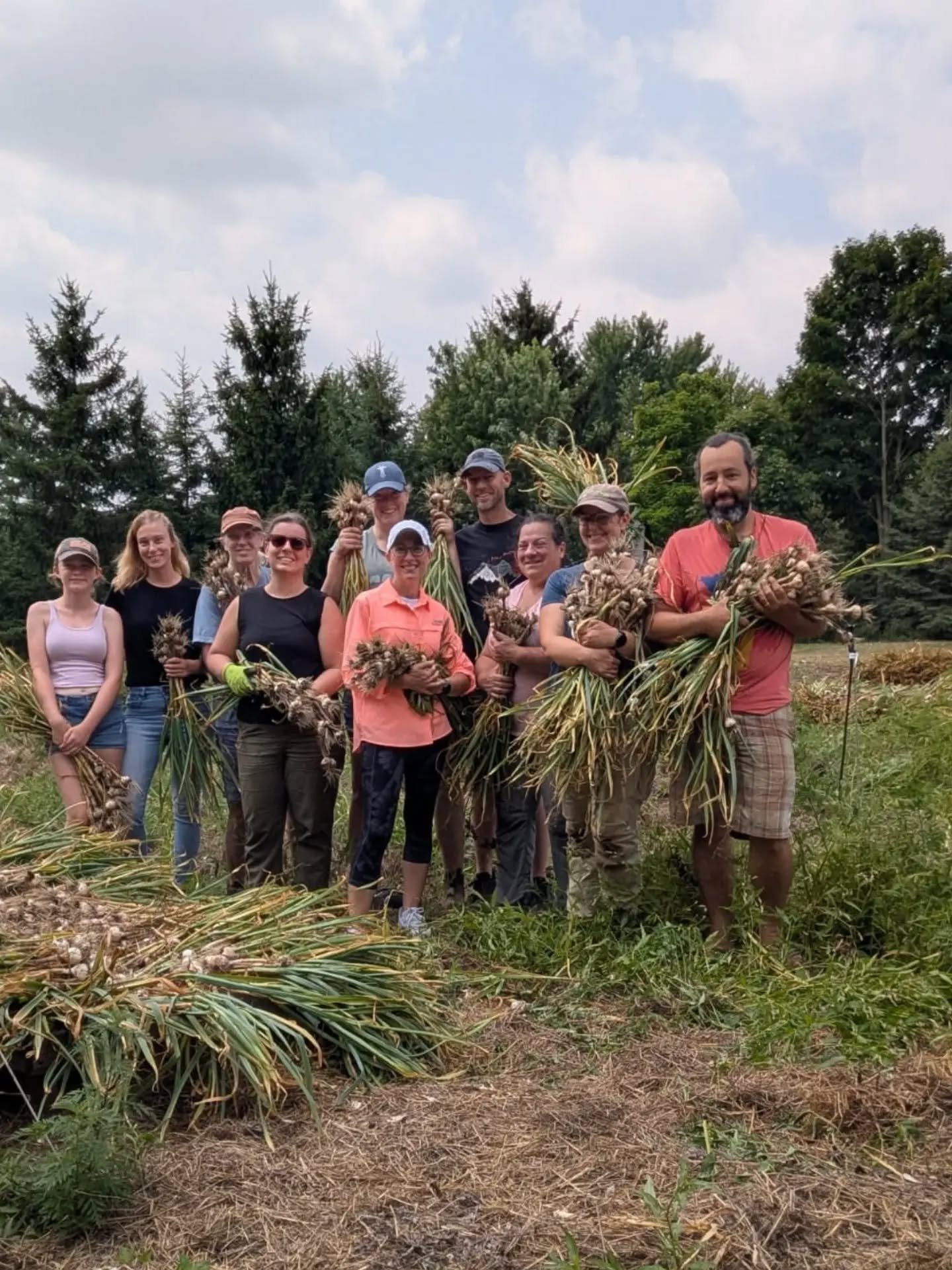2026 garlic is in! Thanks to a hard-working and adventurous group of folks who came out to our Community Garlic Harvest, we were able to harvest 500 bed feet of garlic in 1hr. 

That was a huge help and we can now happily cross this task off our very
