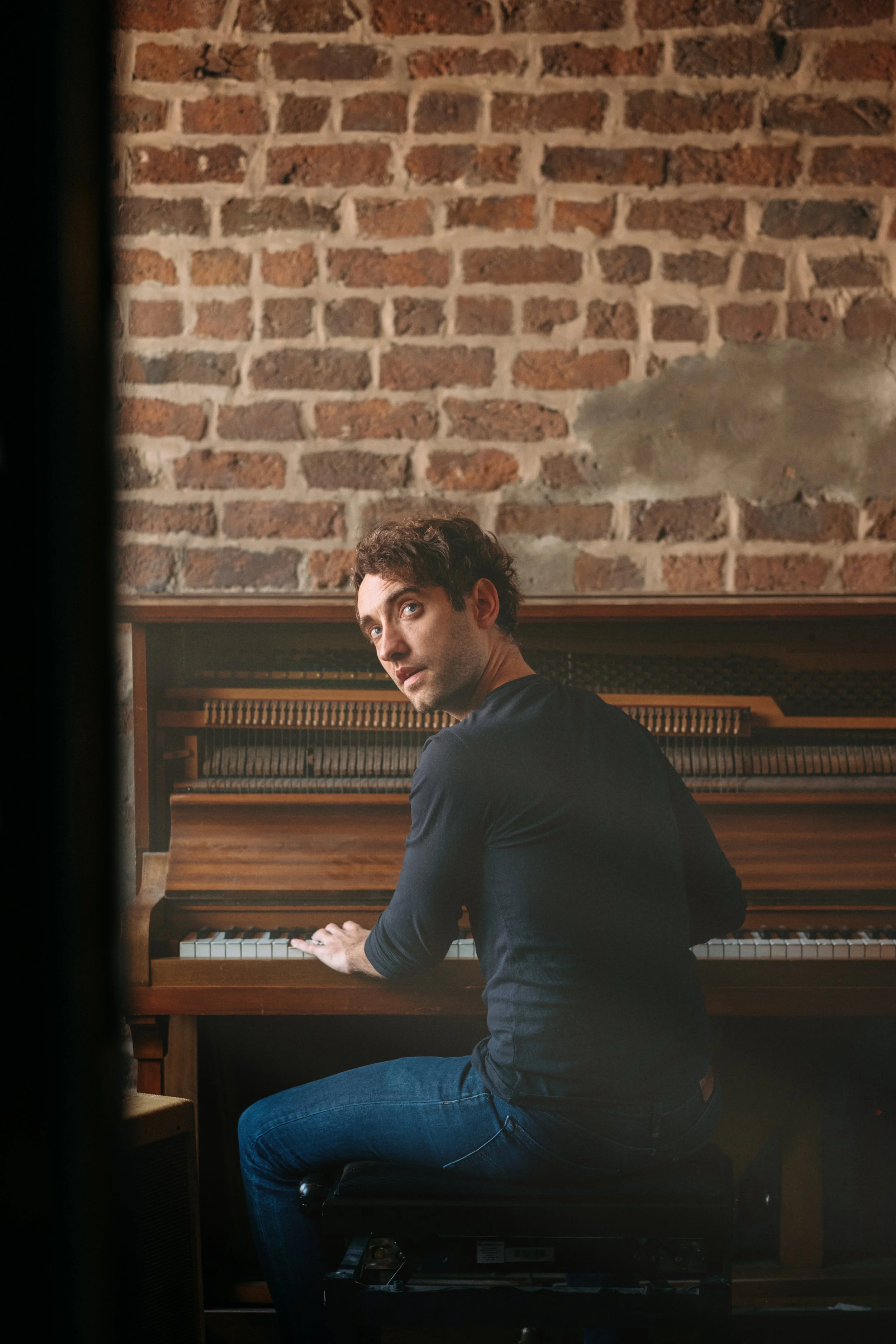 Musician playing piano — moody portrait photography, music session