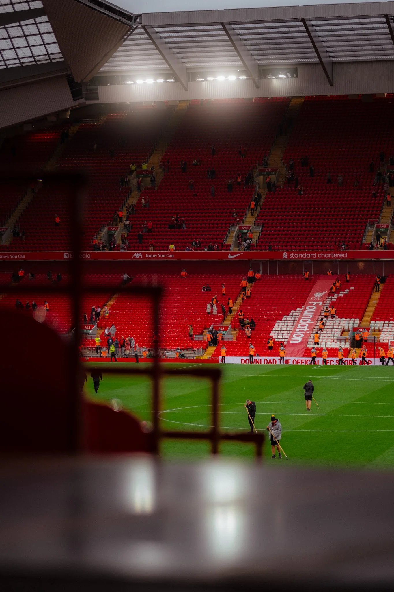 Anfield Stadium pitch view — Liverpool FC football ground photography