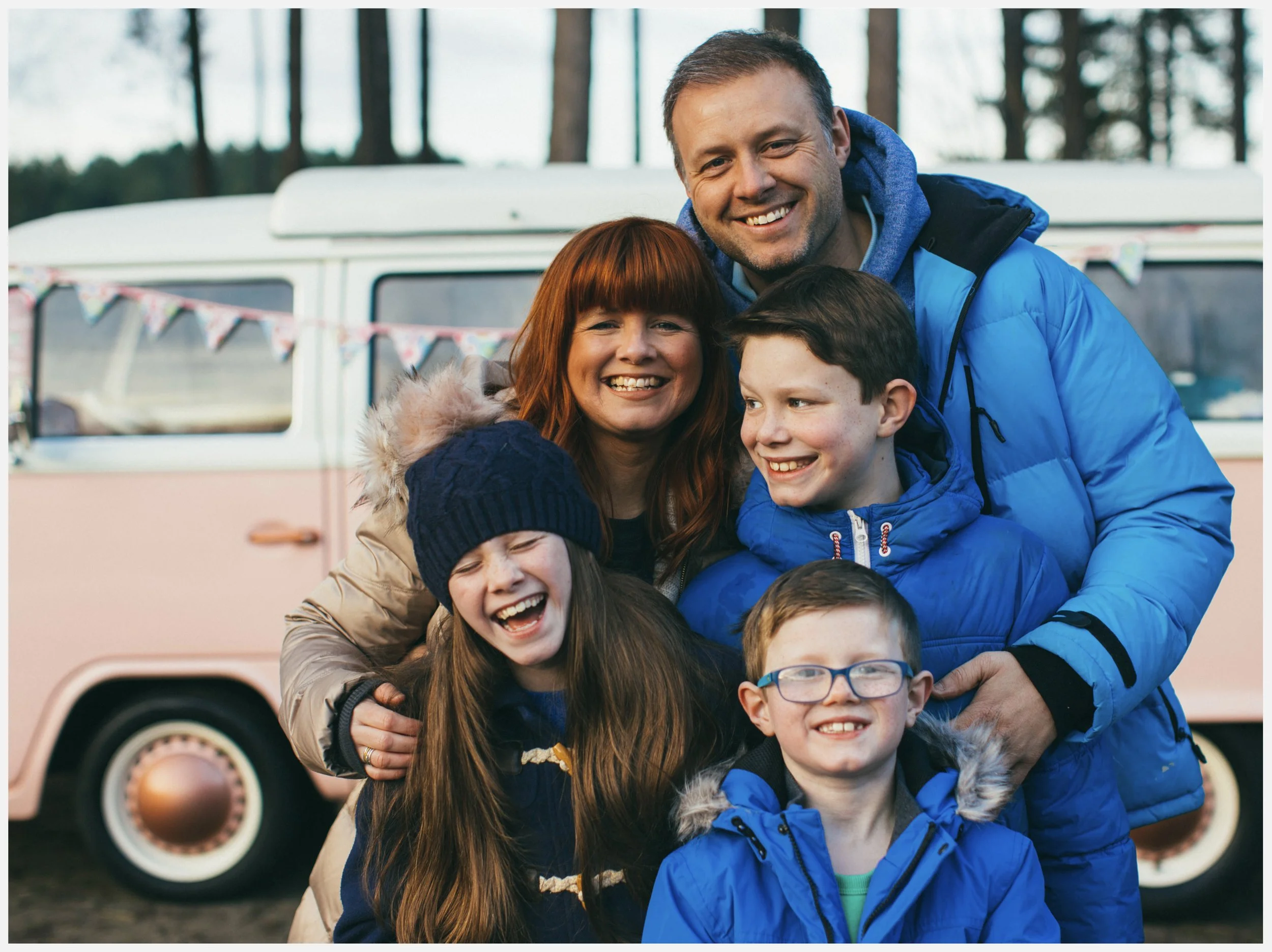 Family portrait session — parents and two children outdoors, Liverpool family photographer