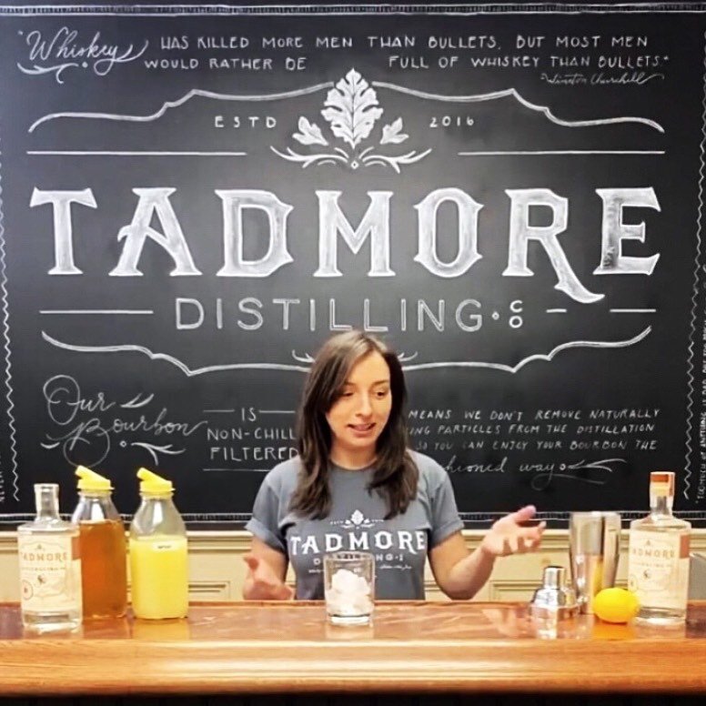 Snapped this photo of our Tadmore Distilling Co. tasting room chalk art from their cocktails at home DIY series 🥃 ✨ It&rsquo;s always awesome to see our artwork in action!
&bull;
&bull;
&bull;
#calligraphy #handlettering #lettering #moderncalligraph