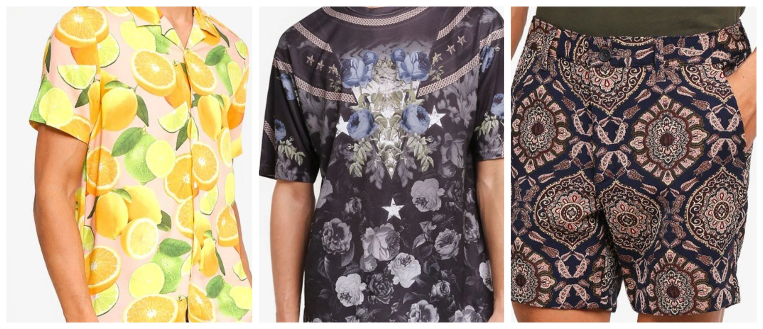  Pink Lemon Short Sleeve Shirt | Navy Floral Mesh T-Shirt | Tapestry Chino Shorts
