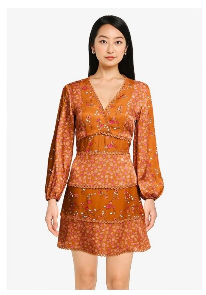 Keepsake heart and soul floral ruffle top long sleeve mini dress