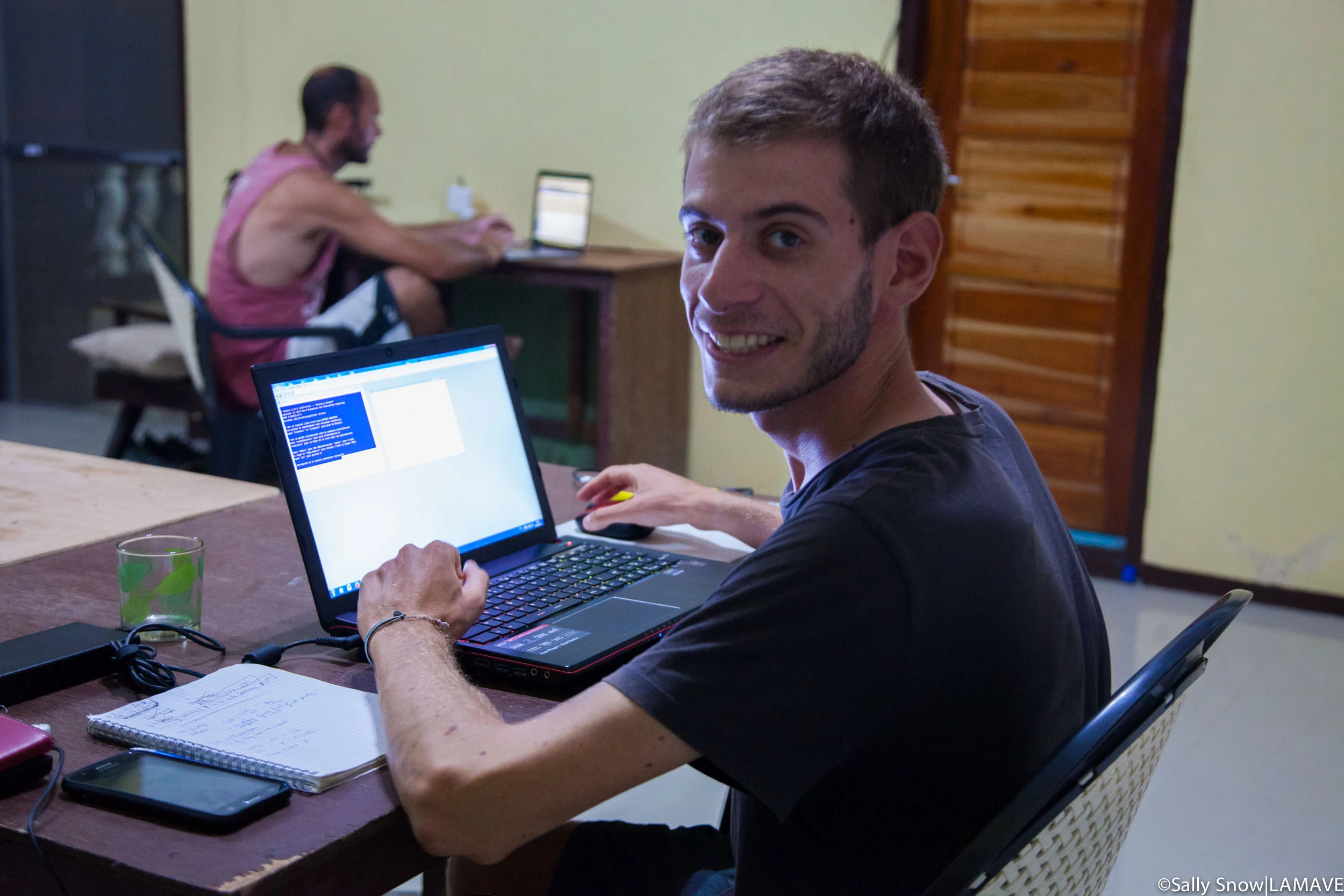 Fabien working hard on the analysis. 
