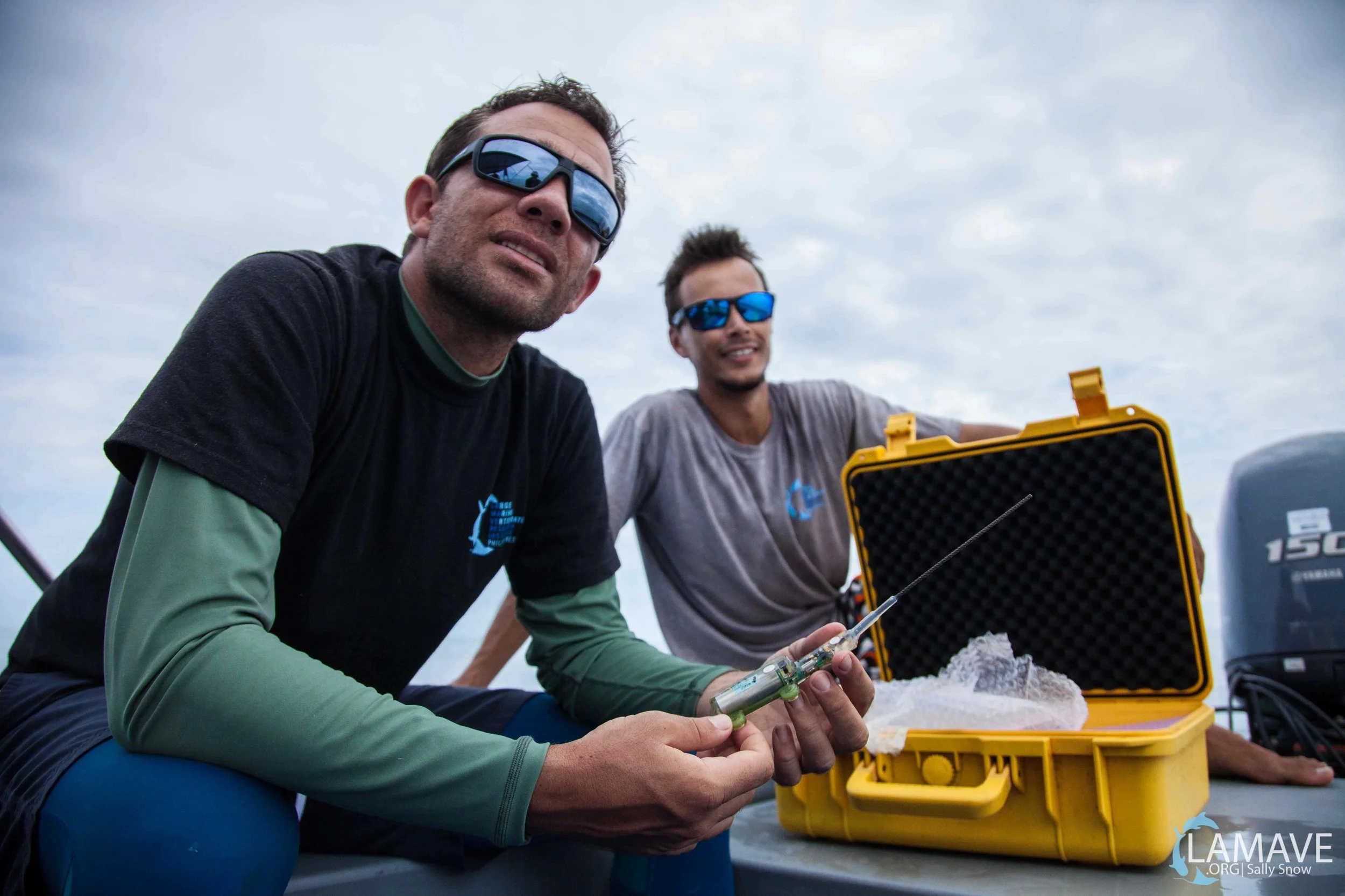 Figure 2. The team with a satellite tag.