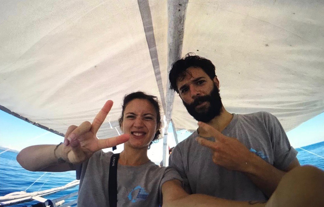 Raphael and Cindy taking a selfie while out in the field with LAMAVE’s Manta Bowl Research & Conservation Project