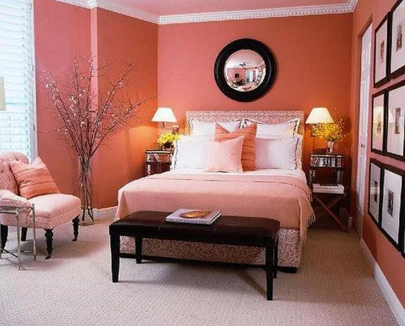 traditional-coral-bedroom-also-formal-arrangement-ideas-with-black-rectangular-footstool-also-pattern-platform-bed-and-gallery-photo-framed-and-large-area-rug-plus-floor-glass-vase-with-branch.jpg