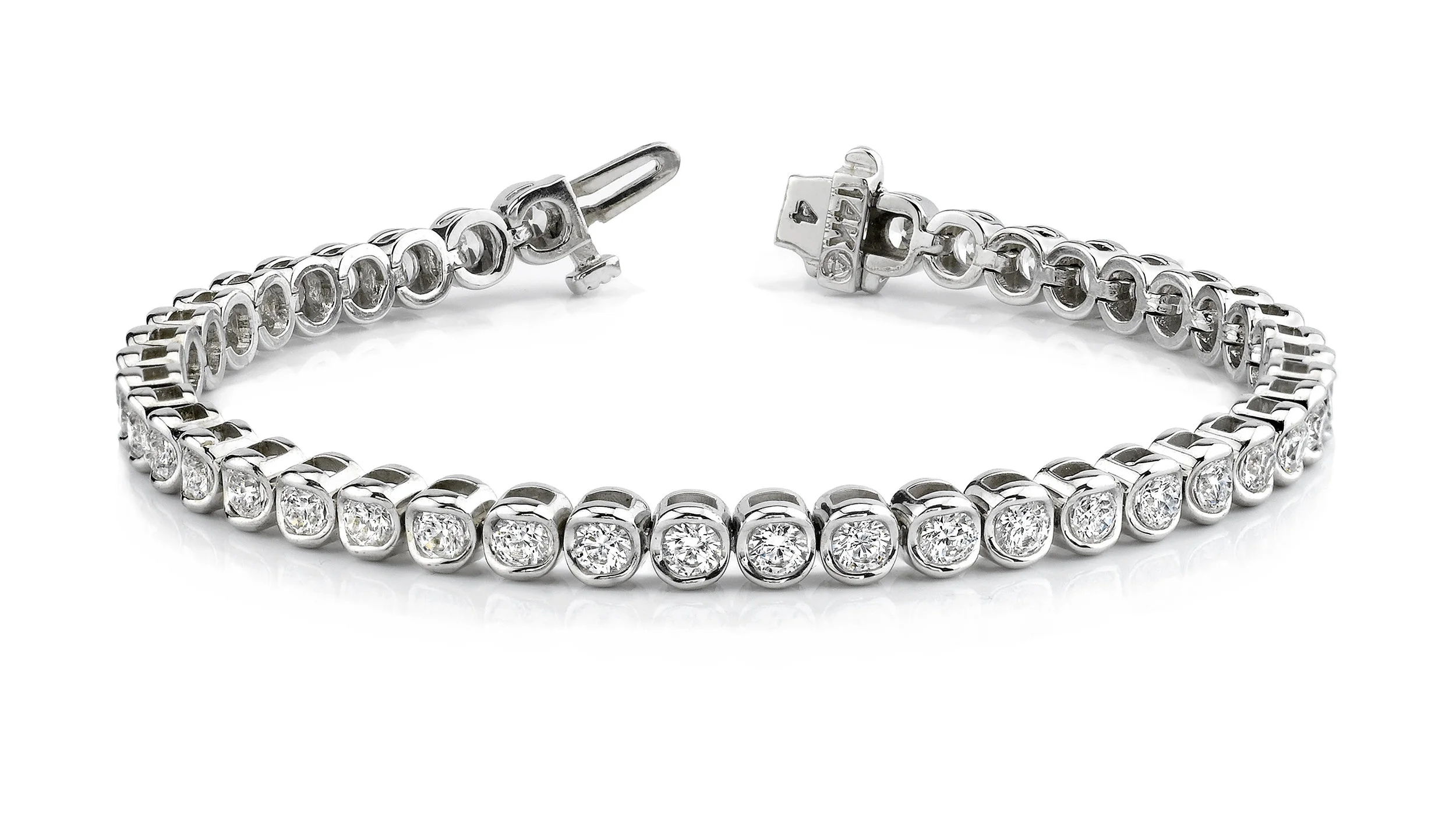 3.5 mm Forever Classic. 14 K White Gold Tennis Bracelet.