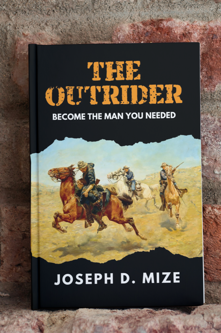 The Outrider Book with the painting, My Bunkie. A cavalry scene where a downed rider is being rescued.