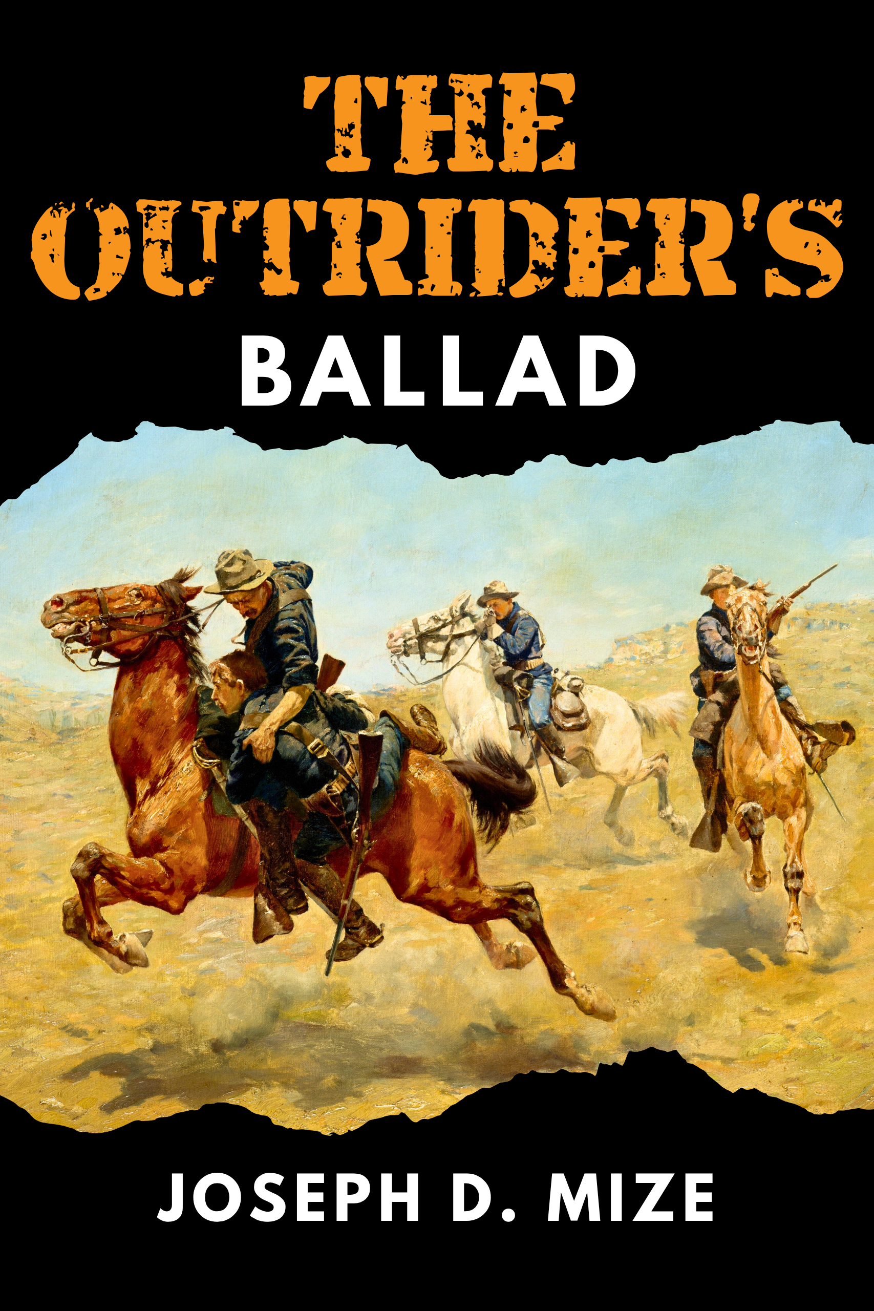 The Outrider Podcast with the painting, My Bunkie. A cavalry scene where a downed rider is being rescued. A collection of worship prayers reflected in song.
