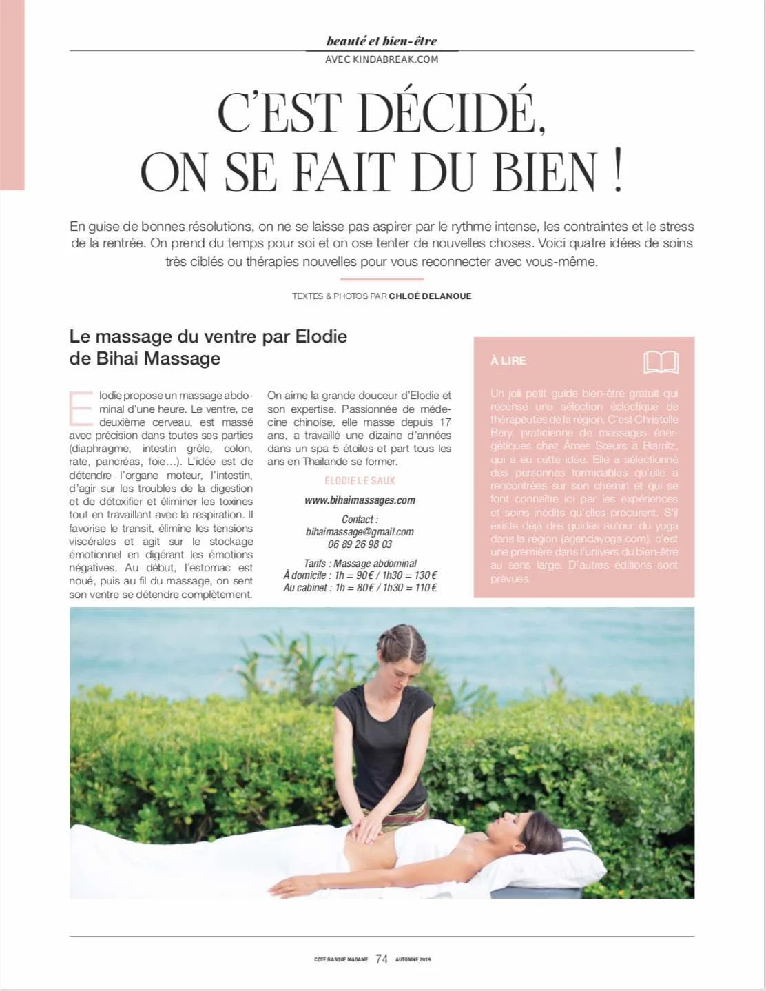 article sur le massage du ventre qui améliore la digestion et les douleurs liées aux émotions. Elodie LE SAUX masseuse certifiée chi net tsang à Biarritz depuis plus de 17 ans. Formée par Mantak Chia.