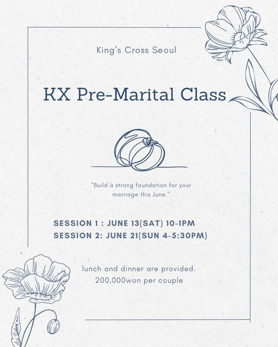 Marriage is more than just a ceremony; it&rsquo;s the start of a lifelong journey. At King&rsquo;s Cross Seoul, we invite you to the KX Pre-Marital Class&mdash;a dedicated space to strengthen your bond and align your visions for the future.
This is a