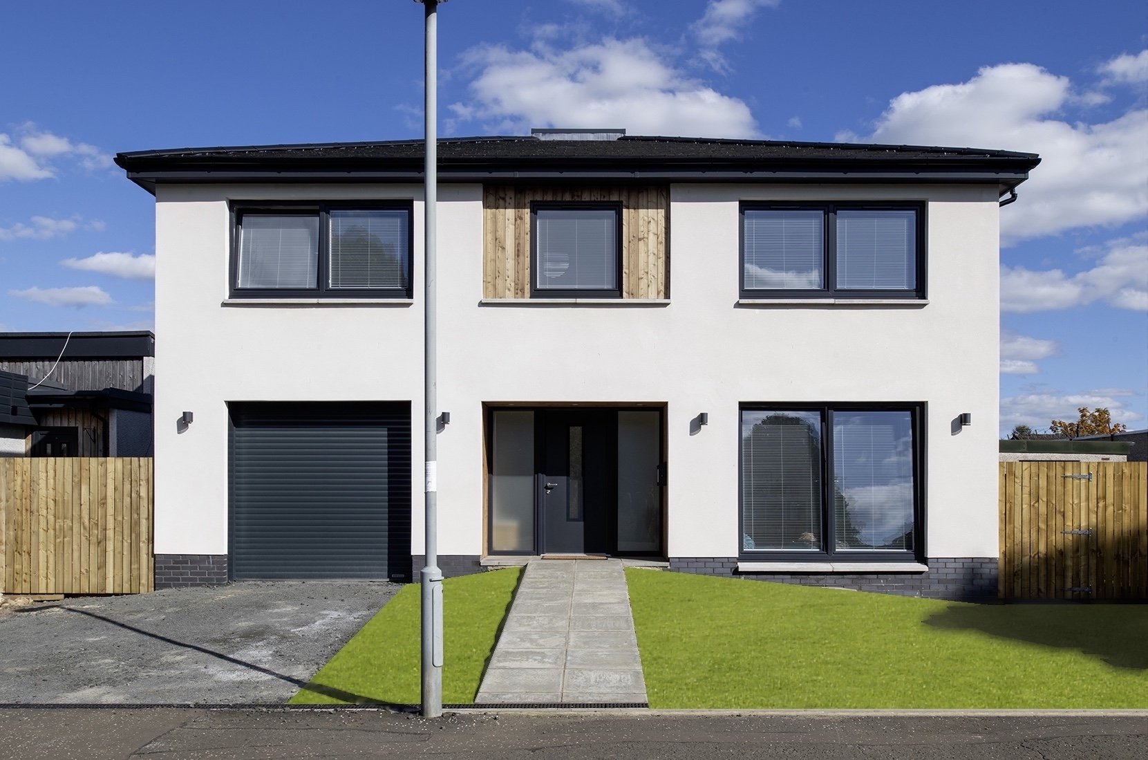 The front elevation has formal composition giving dignity to the public face.